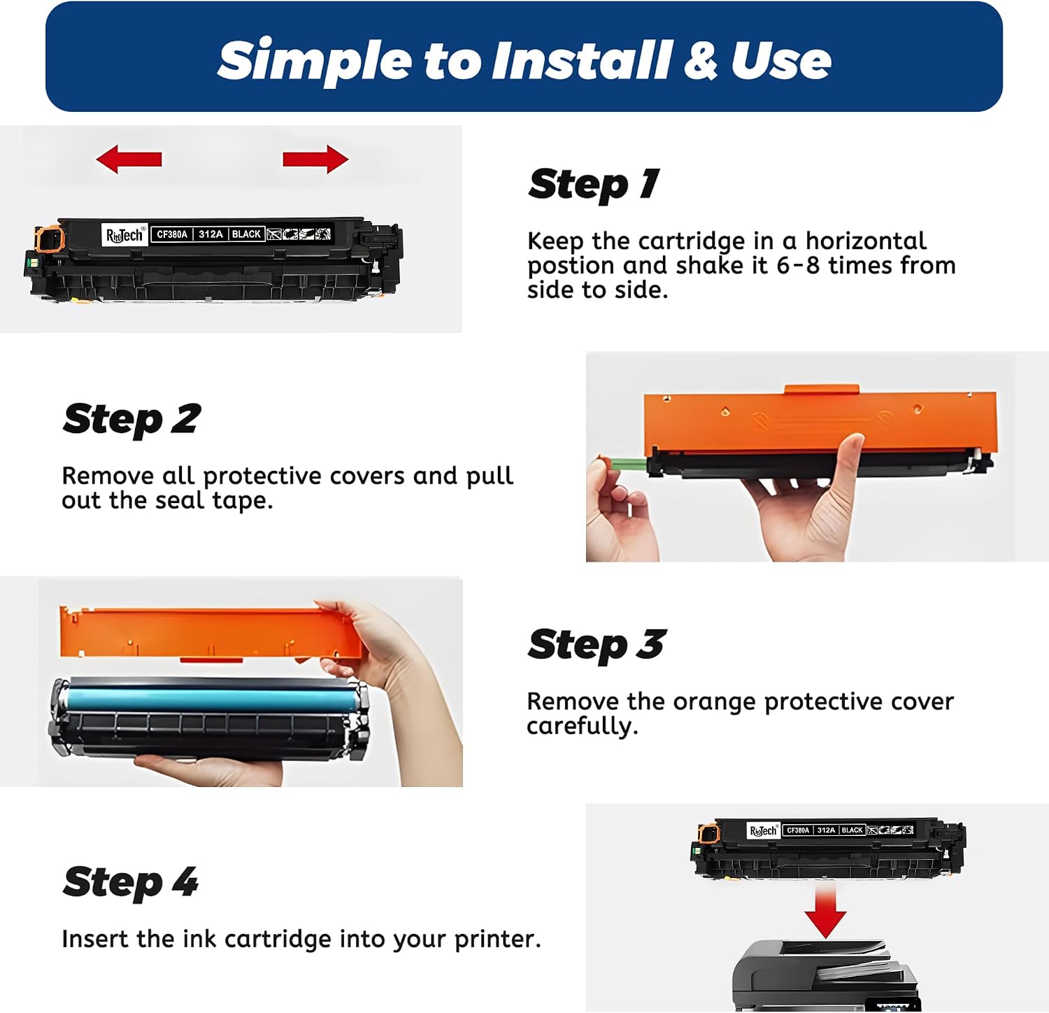 Thumbnail 5 de RitoTech 312A Toner Cartridge 4-Pack for HP M476, Black and Colour