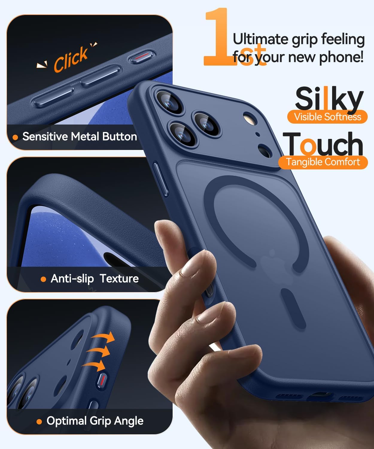 Thumbnail 3 de CANSHN Cover magnetica per iPhone 17 Pro da 6,3” compatibile MagSafe, protezione fotocamera e magneti N52, blu profondo