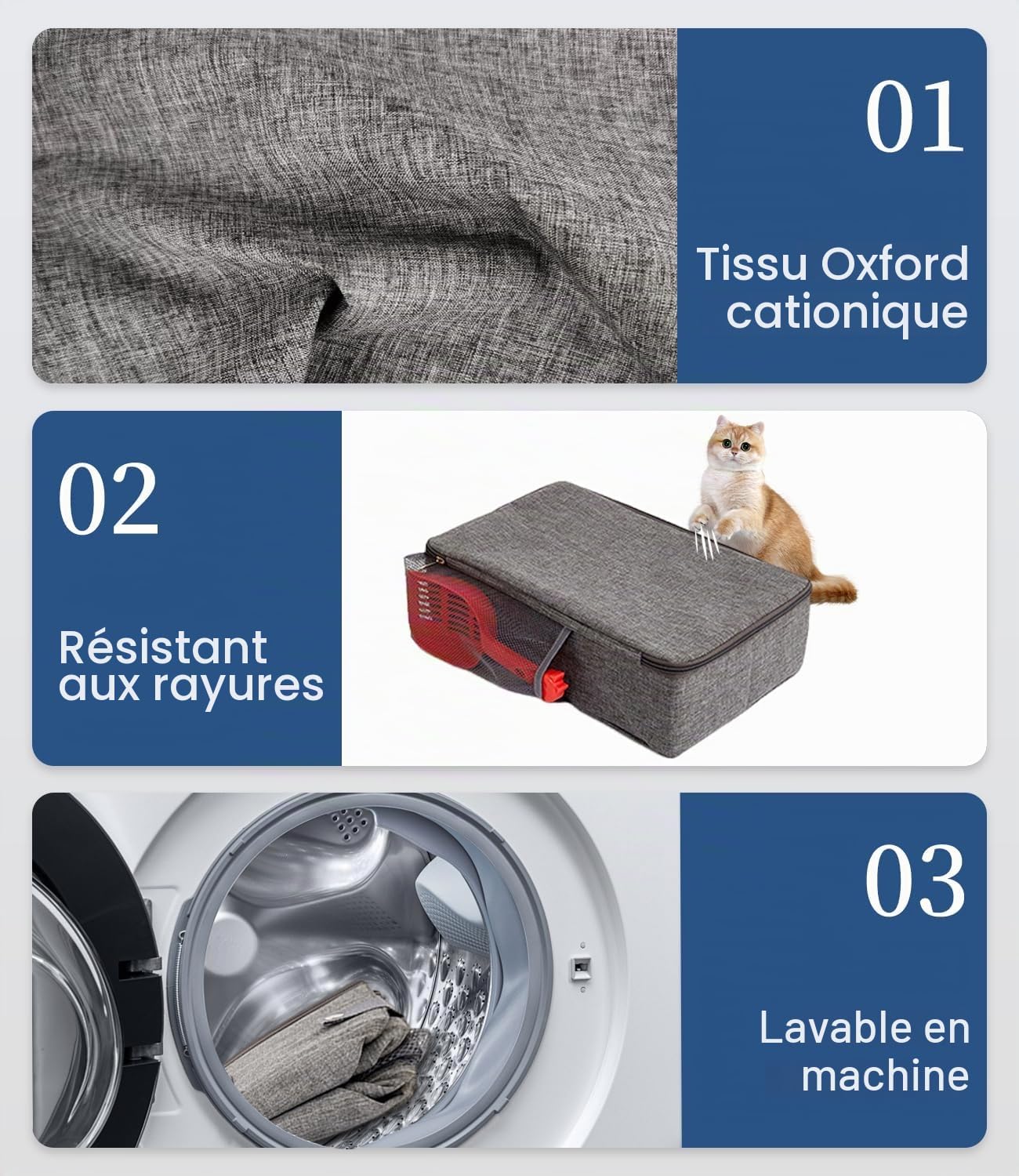 Thumbnail 3 de Zaxiva N-Folding Box opvouwbare reiskattenbak in Oxford-stof, grijs