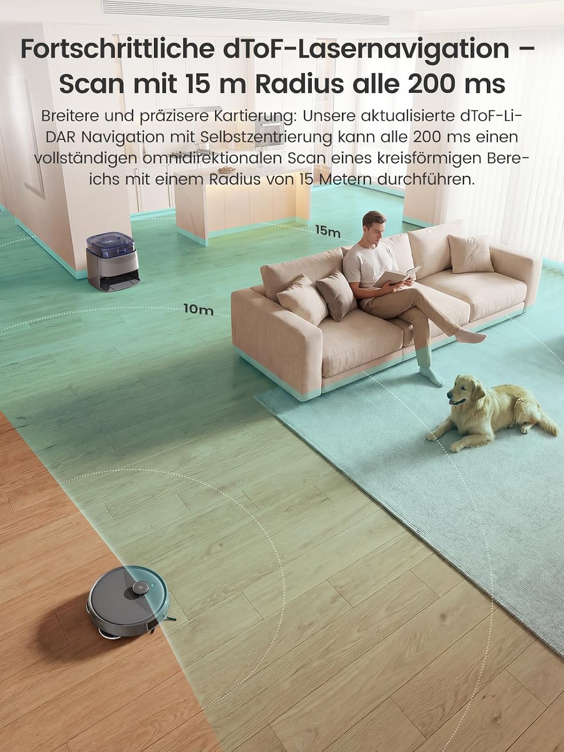 Detalle de Lefant M3 Ultra Staubsaugerroboter – 23000 Pa, 360° dToF-Navigation, automatische Staubentleerung 3,2 L, PSD-Hinderniserkennung