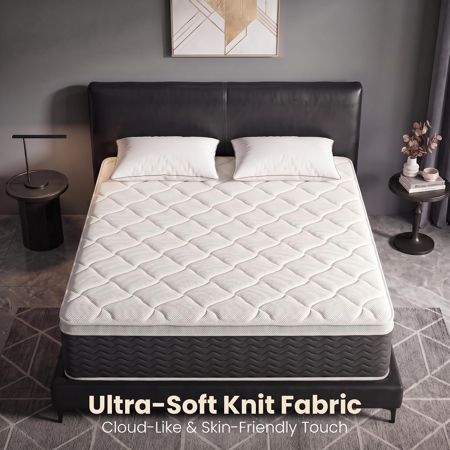 Detalle de Vraolia 12-Inch Queen Hybrid Mattress, Gel Memory Foam and Pocket Springs