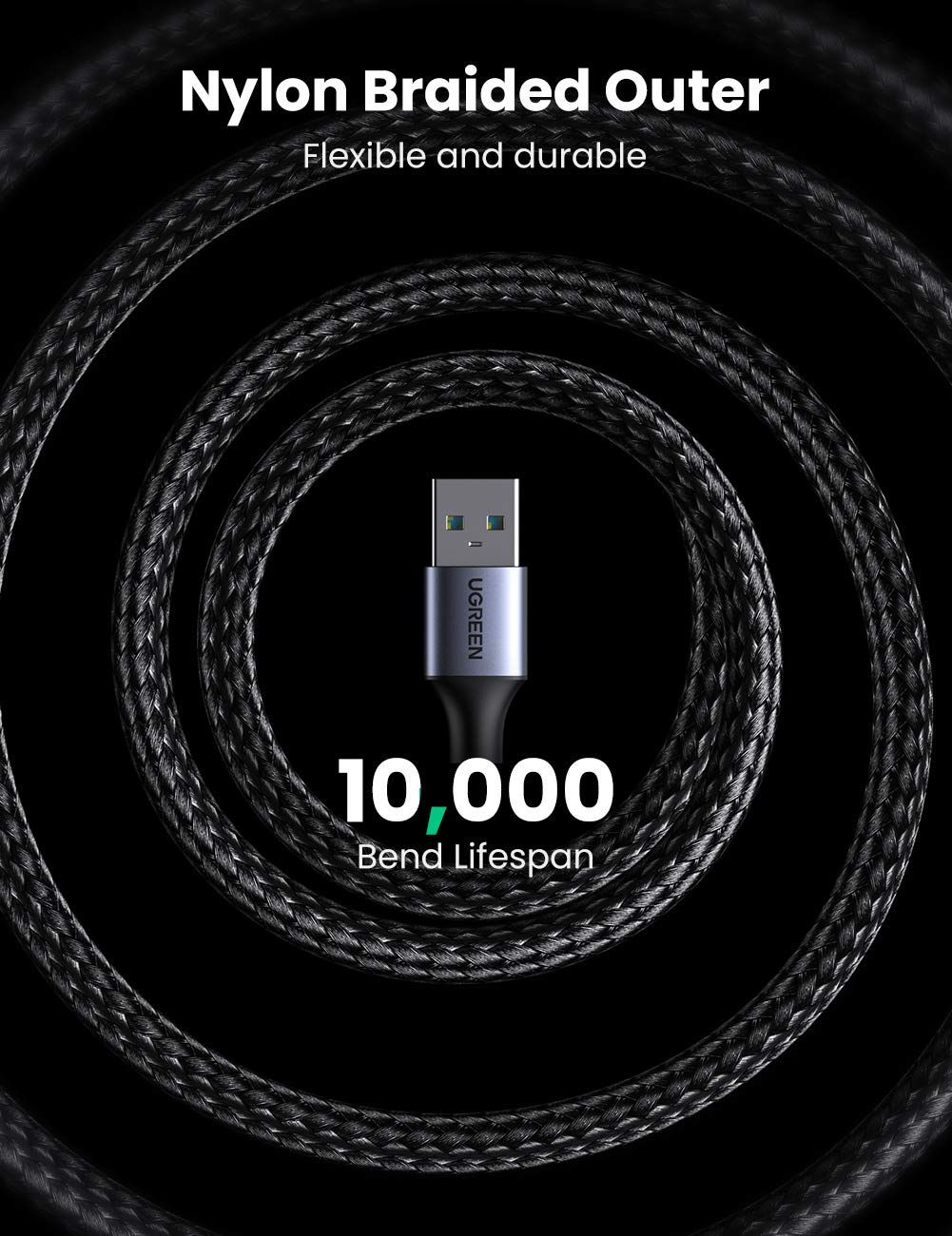Thumbnail 5 de UGREEN 80789 USB 3.0 A-to-A Cable, 0.5 m Braided, 5Gbps