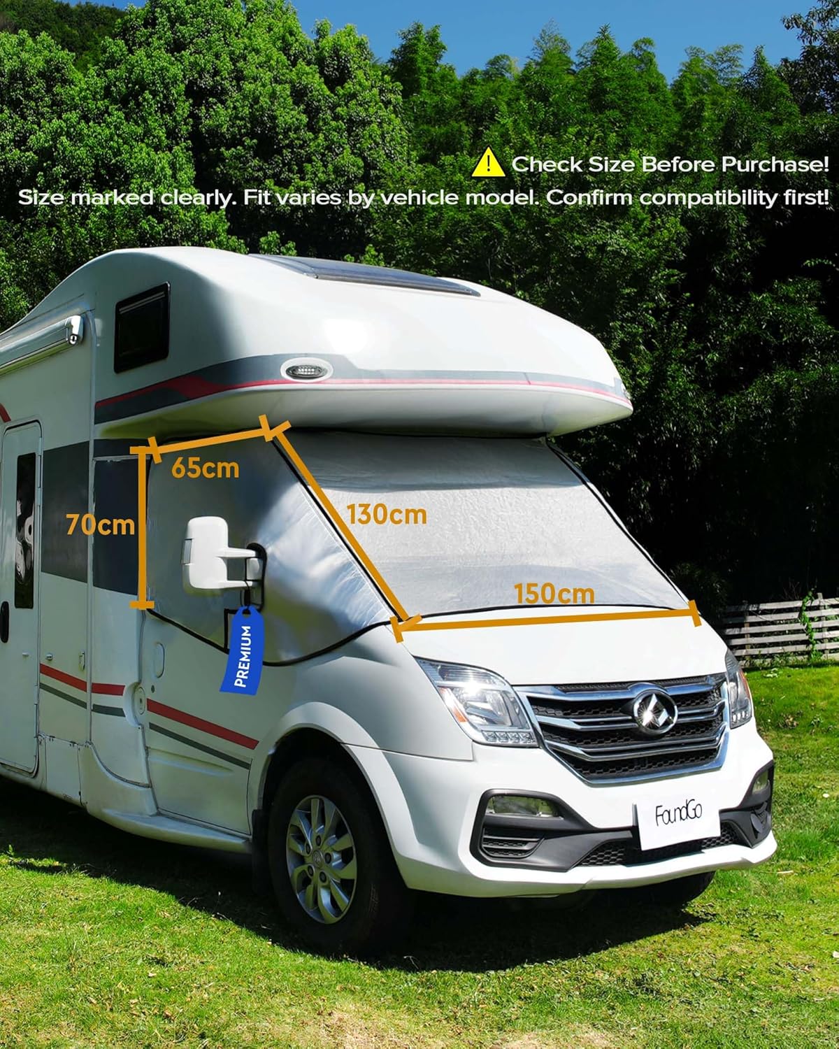 Thumbnail 2 de FoundGo Motorhome Windscreen Cover Thermal with Dual Zips – Waterproof, Aluminium Silver, Fits Fiat Ducato, Citroën Relay X250/290 & Peugeot Boxer (2006+) with Carry Bag