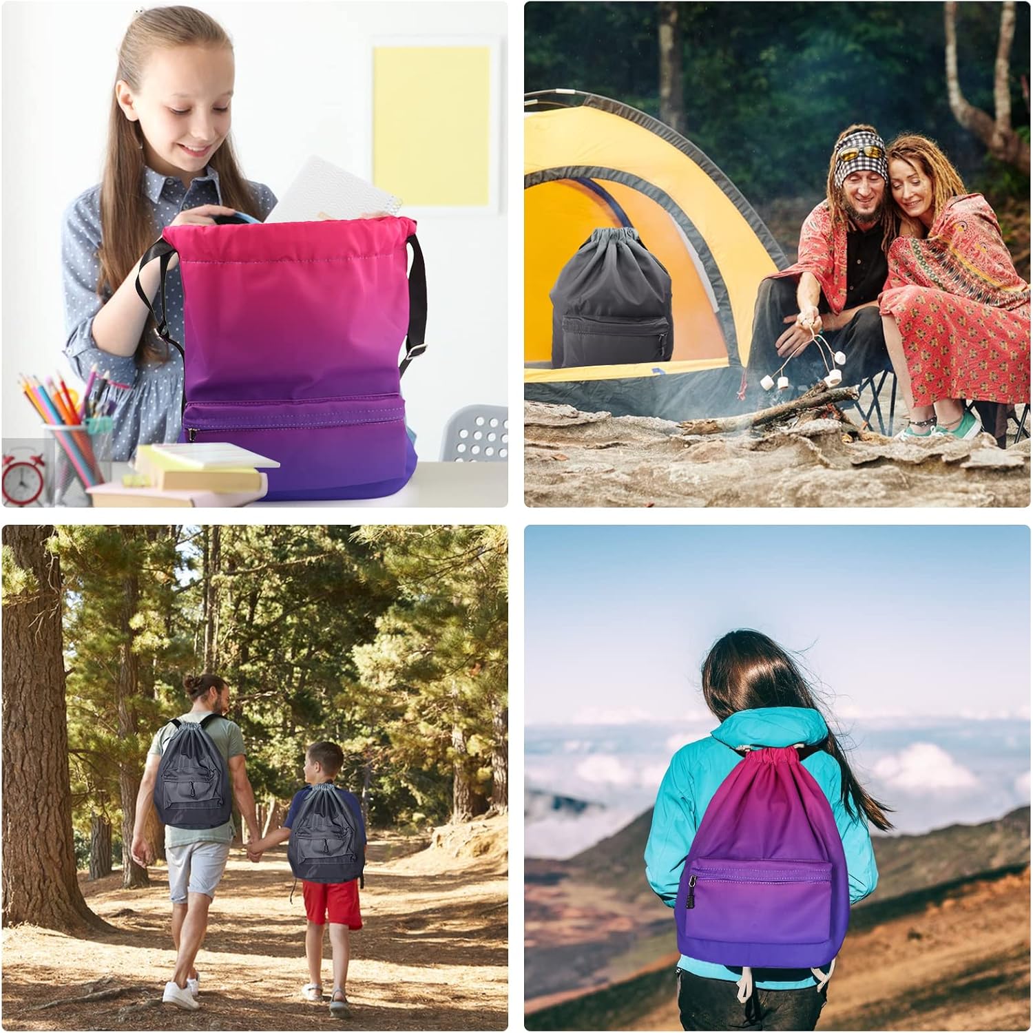Thumbnail 6 de WenYa Swimming Backpack with Wide Straps – Durable Drawstring Waterproof Bag for Girls, Kids Sports, Gym and Yoga