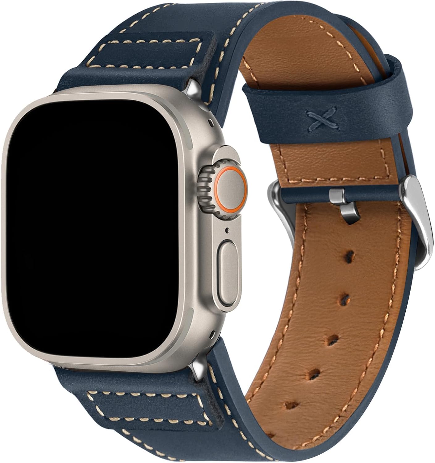 Detalle de Wristitani Cinturino in pelle vintage per Apple Watch – compatibile 38–49 mm
