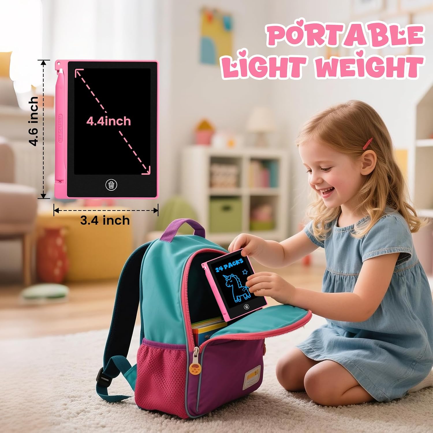 Detalle de 24-Pack Mini LCD Writing Tablets for Kids (4.4 inches) — Reusable Doodle Boards