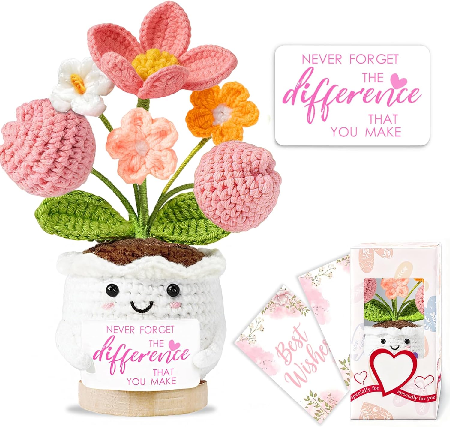 Detalle de Thank You Gifts for Women Positive Emotional Support Crochet Flower