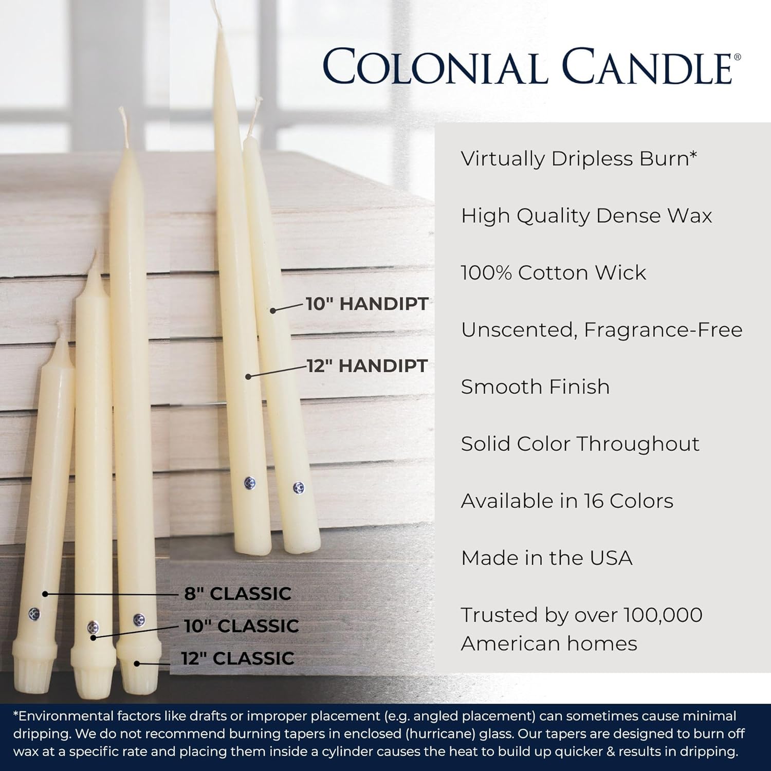 Thumbnail 3 de Colonial Candle Unscented Taper Candle, Ivory, 10 In, Pack of 12 (Classic Collection)