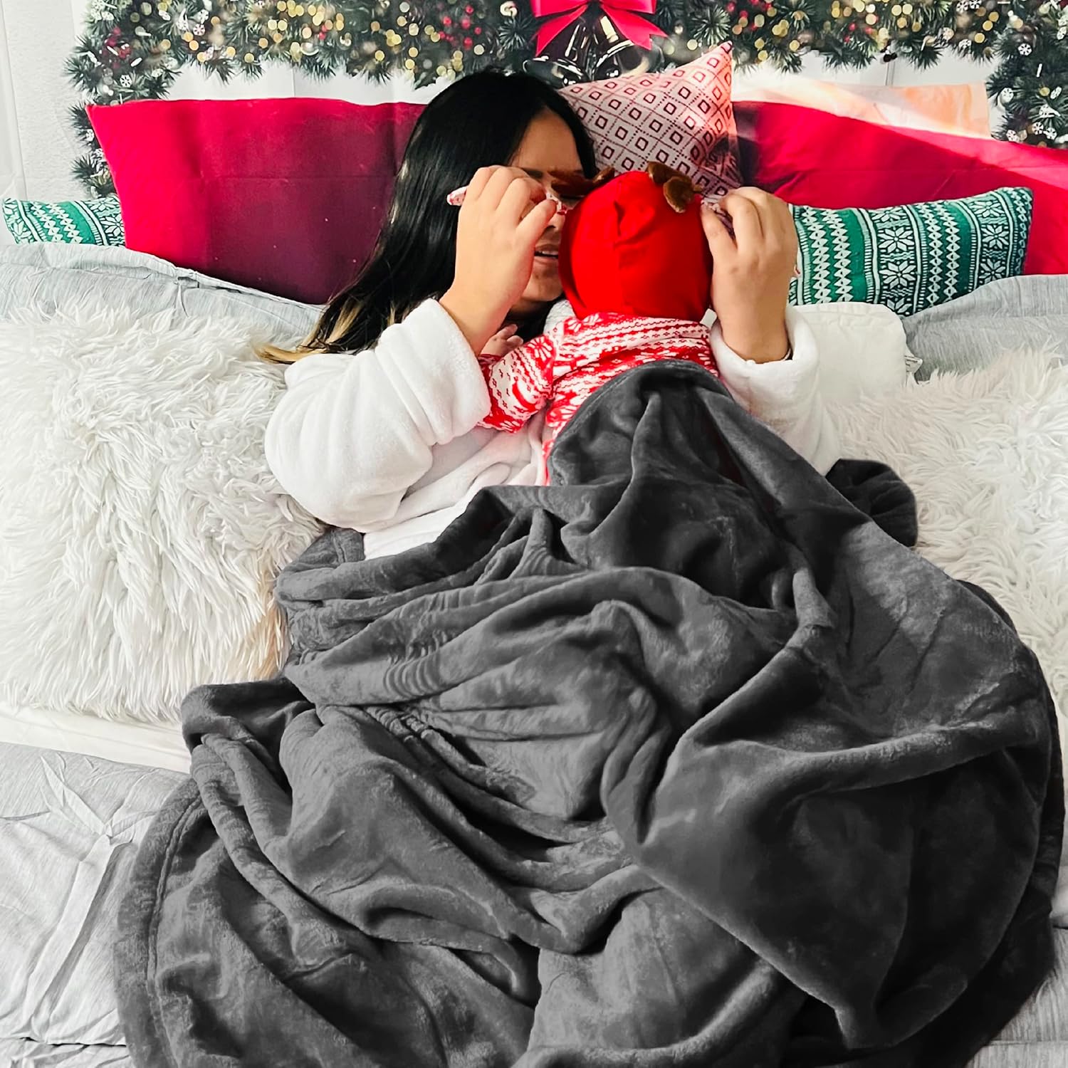 Thumbnail 5 de Bedsure Fleece Blanket King Size: Soft, Warm and Safe 270x230 cm (Dark Grey)
