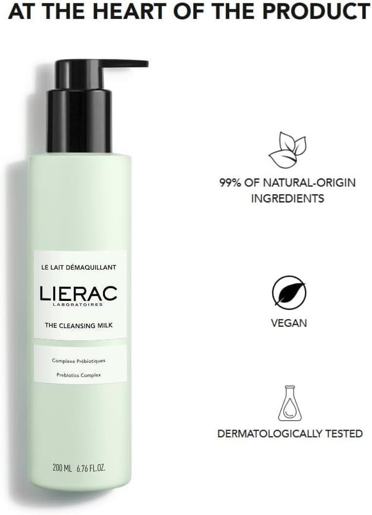 Detalle 2 de Lierac Latte Micellare Struccante Viso e Occhi – 200 ml, delicato per tutti i tipi di pelle