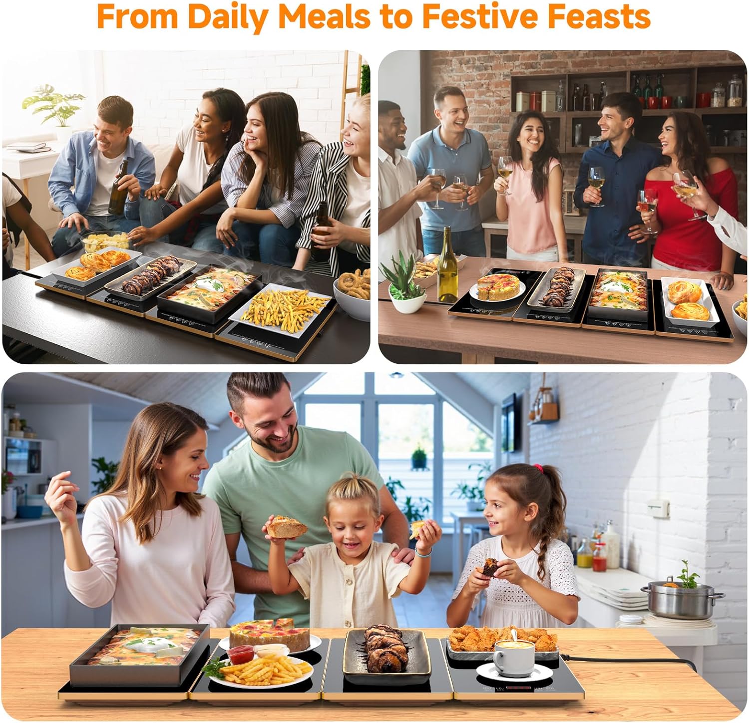 Thumbnail 6 de FEPPO Electric Warming Tray: 4-in-1 Modular Buffet Warmer with 33x15 Glass Surface