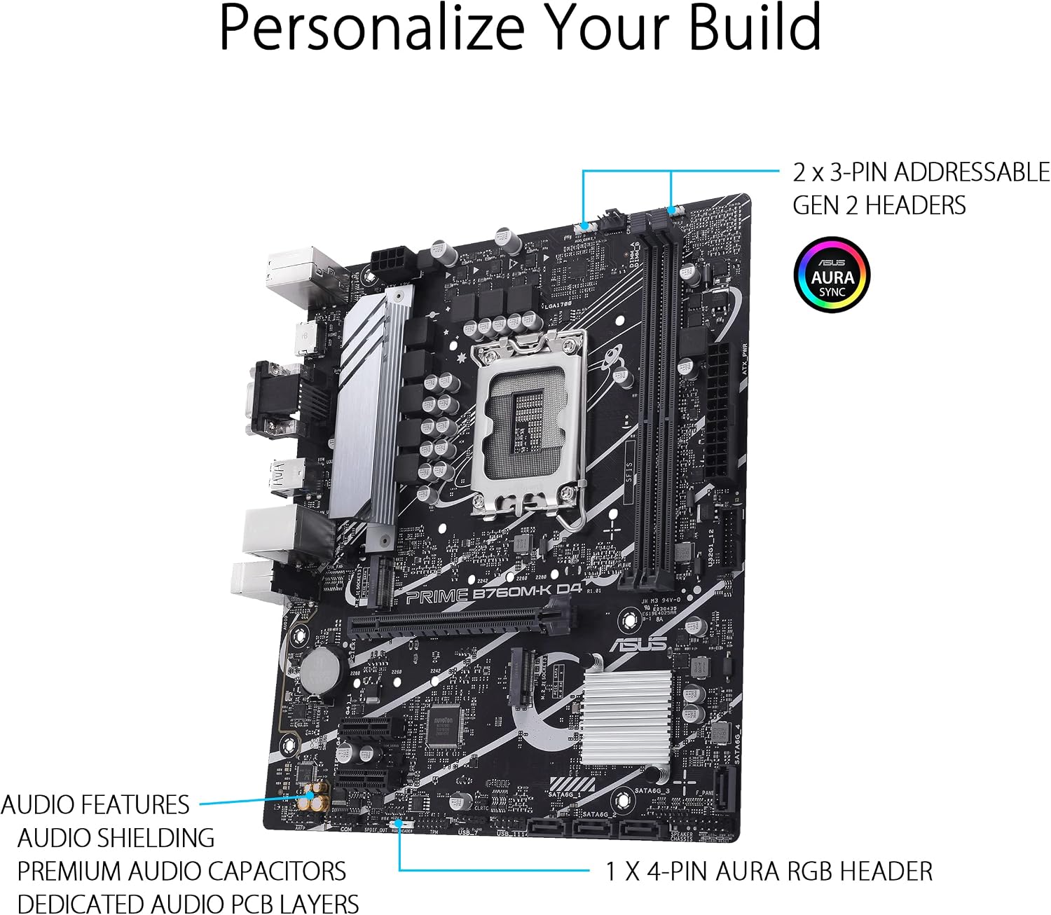 Detalle 2 de ASUS PRIME B760M-K D4 LGA1700 microATX motherboard with DDR4