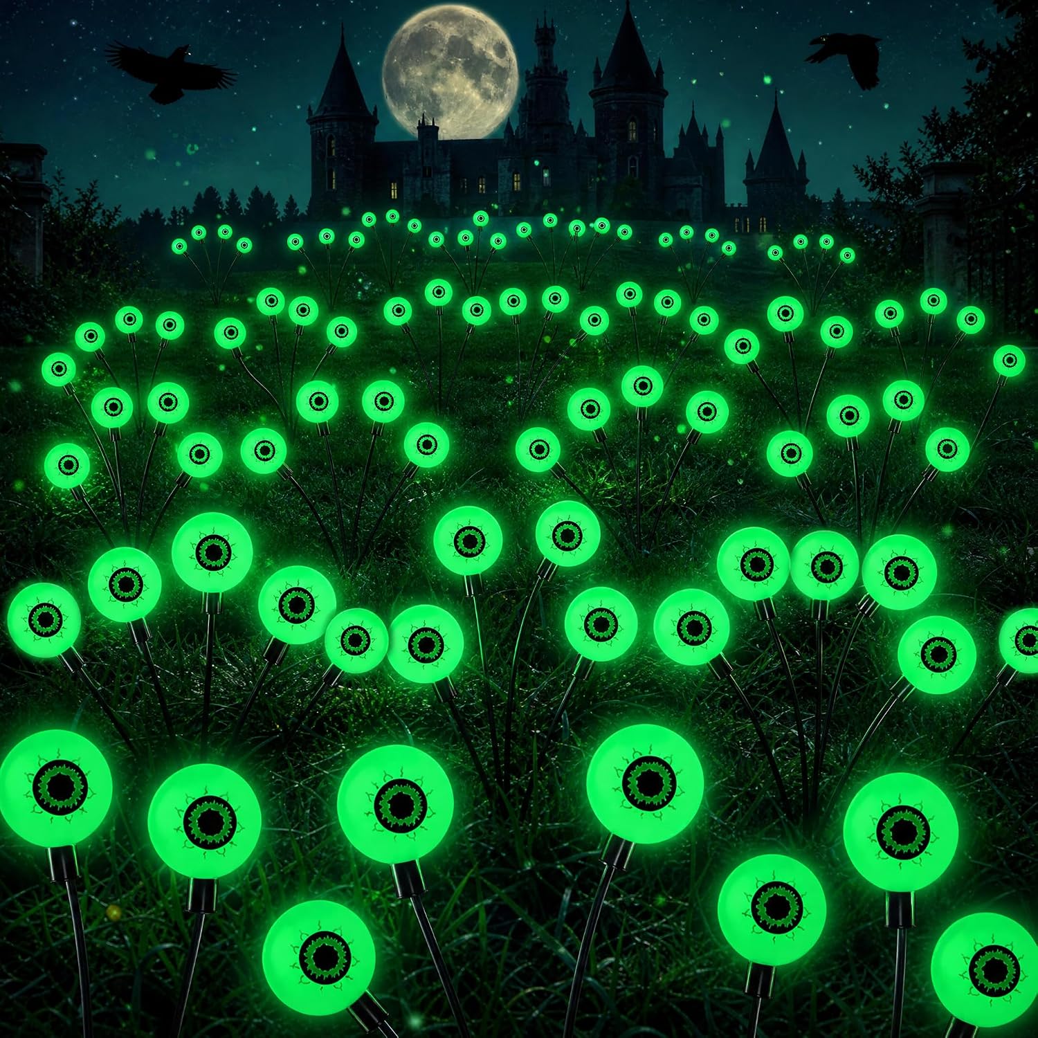 Detalle 2 de Dazzle Bright 4-Pack Halloween Solar Eyeball Lights, 24 LEDs, 2 Modes, IP65
