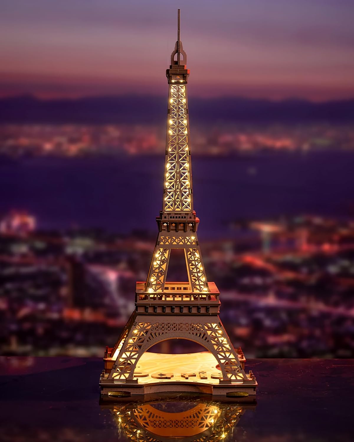 Detalle de Rolife 3D Puzzles Nuit de la Tour Eiffel – Kit en bois avec éclairage LED (TGL01)