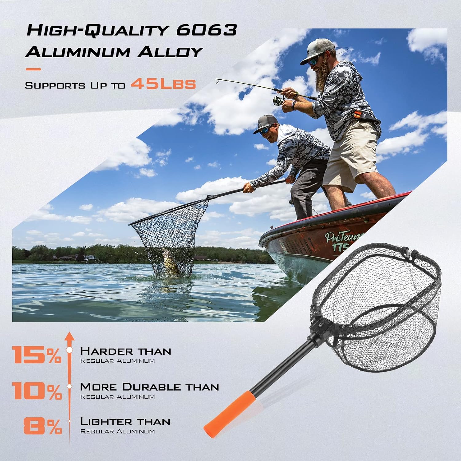 Thumbnail 1 de KastKing Brutus Fishing Landing Net, 31-Inch PVC Mesh, Foldable Aluminum Frame
