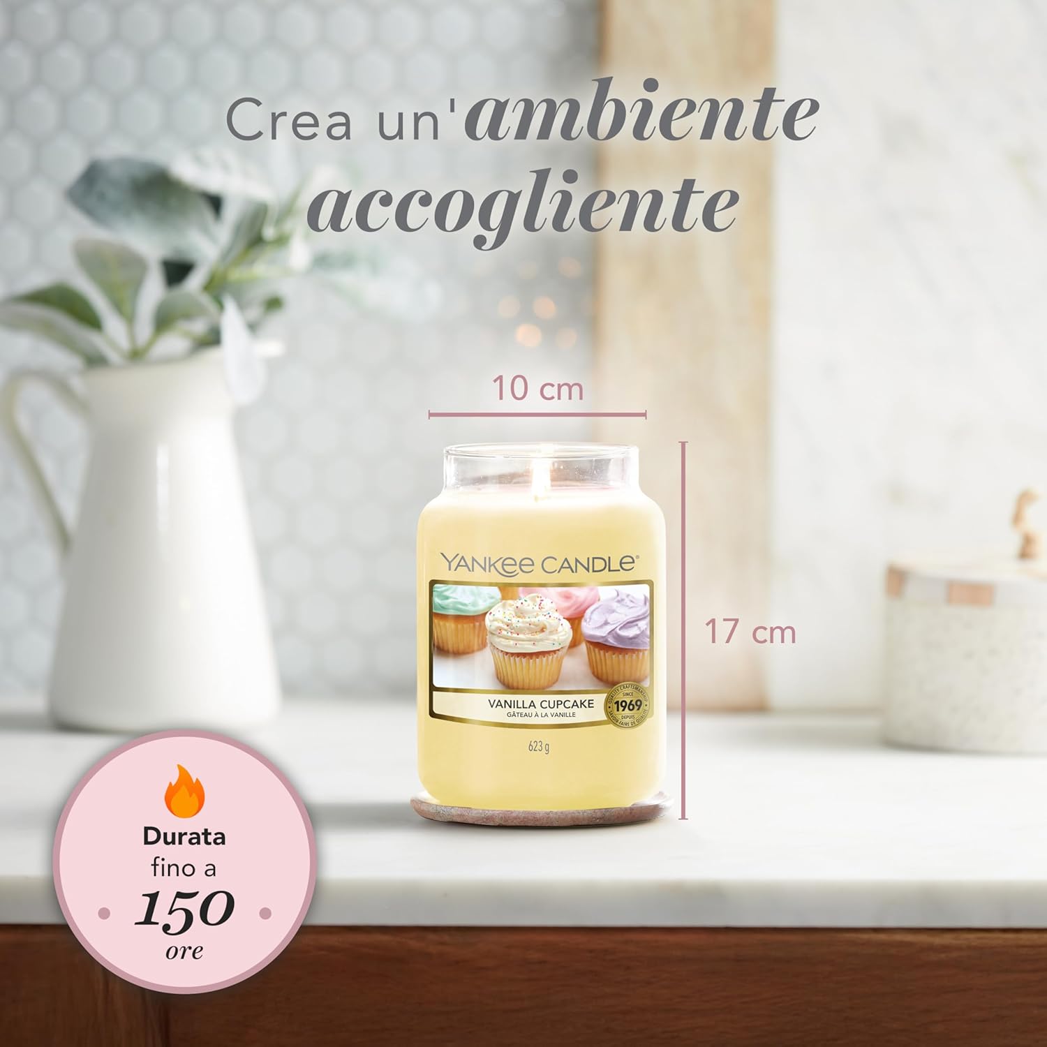 Detalle de Yankee Candle Candela profumata in giara grande Cupcake alla vaniglia