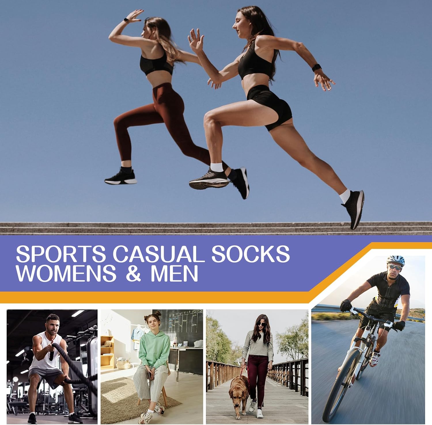 Thumbnail 6 de Stoeury White Sports Ankle Socks – Cushioned, Breathable & Anti-Blister (4 Pairs)