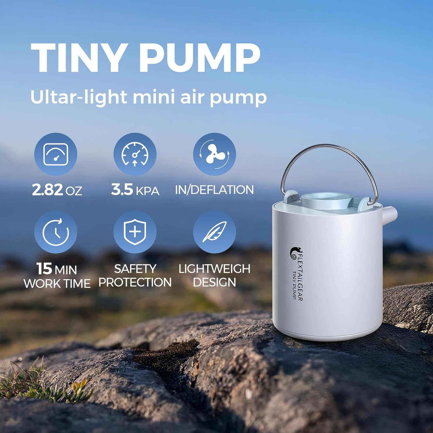 Thumbnail 1 de FLEXTAILGEAR Portable Air Pump for Inflatables (2.82 oz) – Rechargeable Electric Tiny Pump for Camping Gear