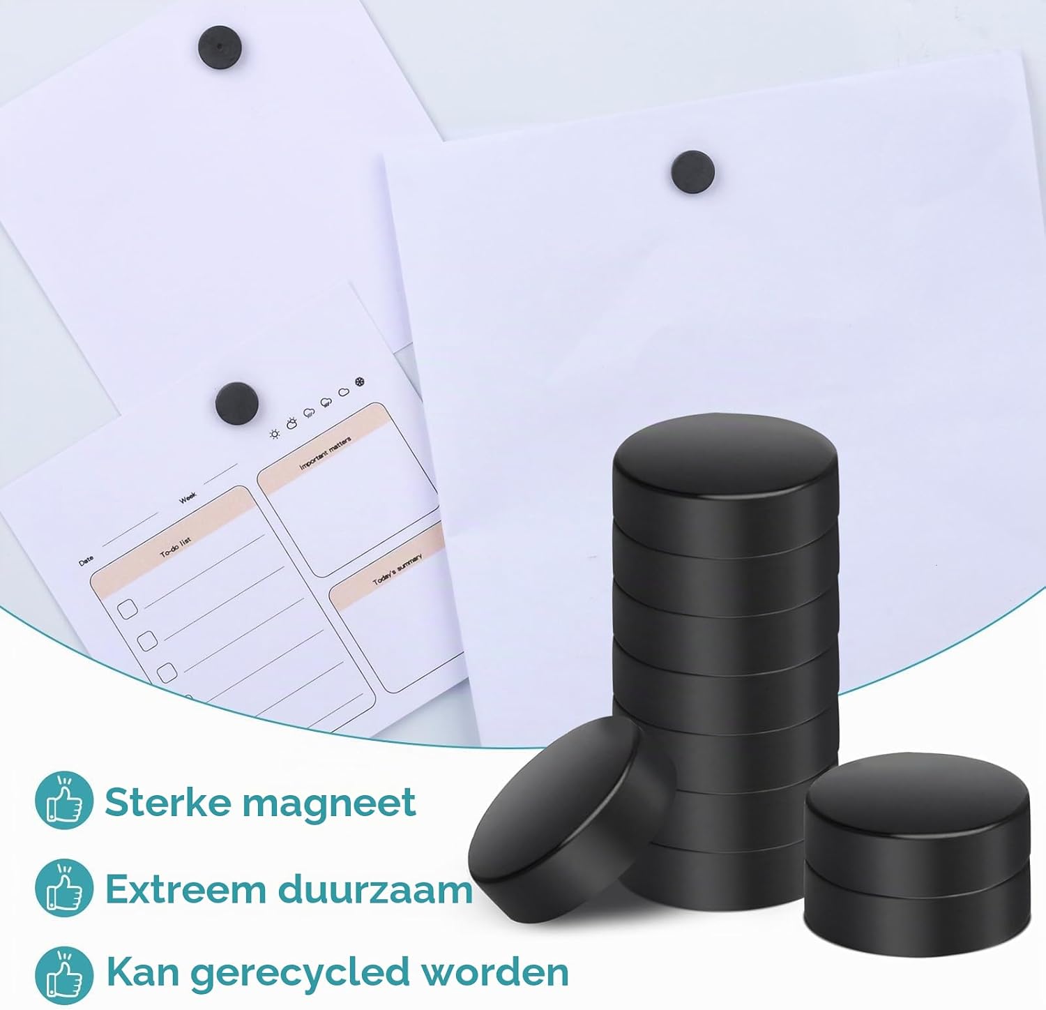 Detalle de MIN CI 10x3 neodymiummagneten, rond en zwart, 120 stuks