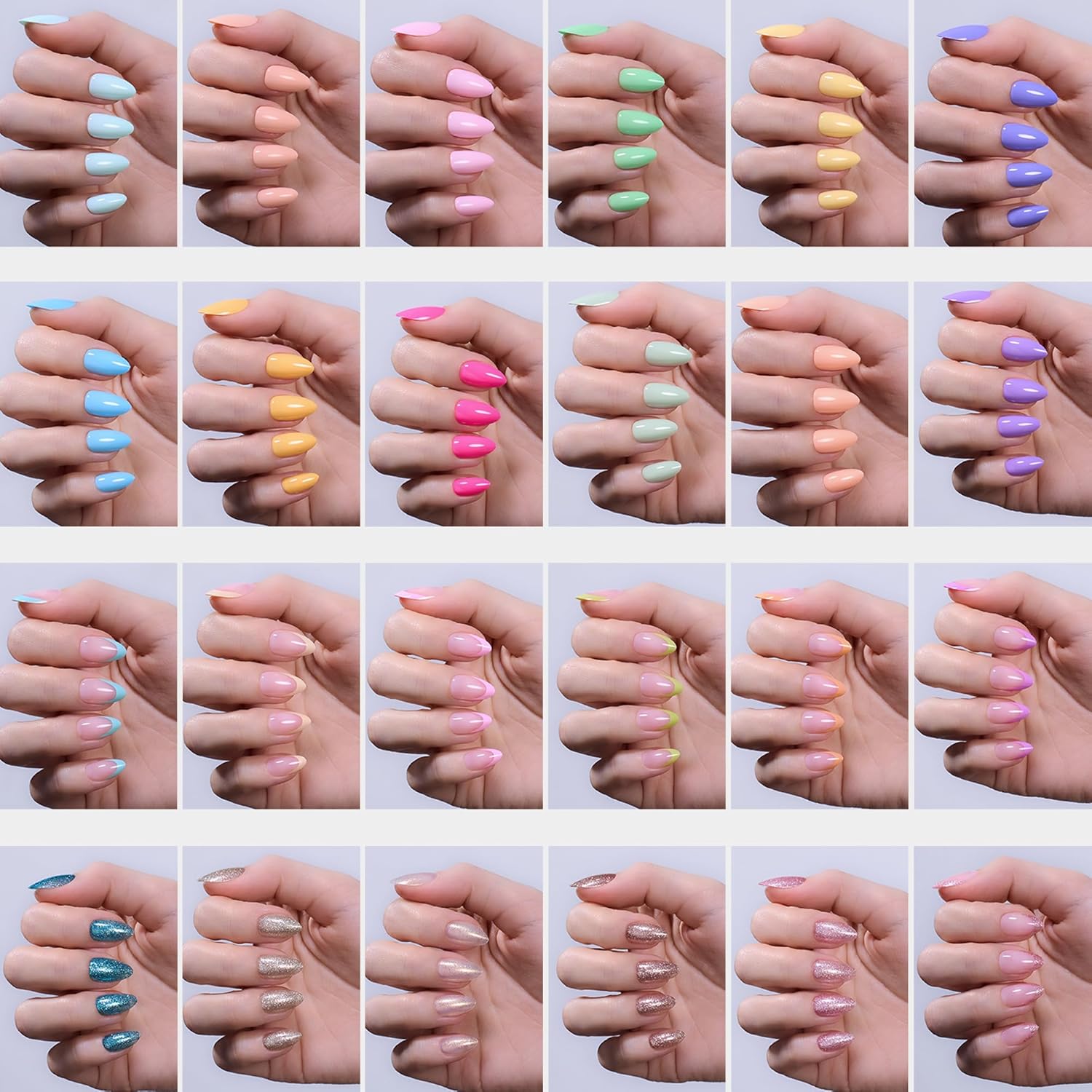 Detalle de Beetles PP036 Chromatic Reverie Press-On Nails Kit, 24 Colors, Short Almond