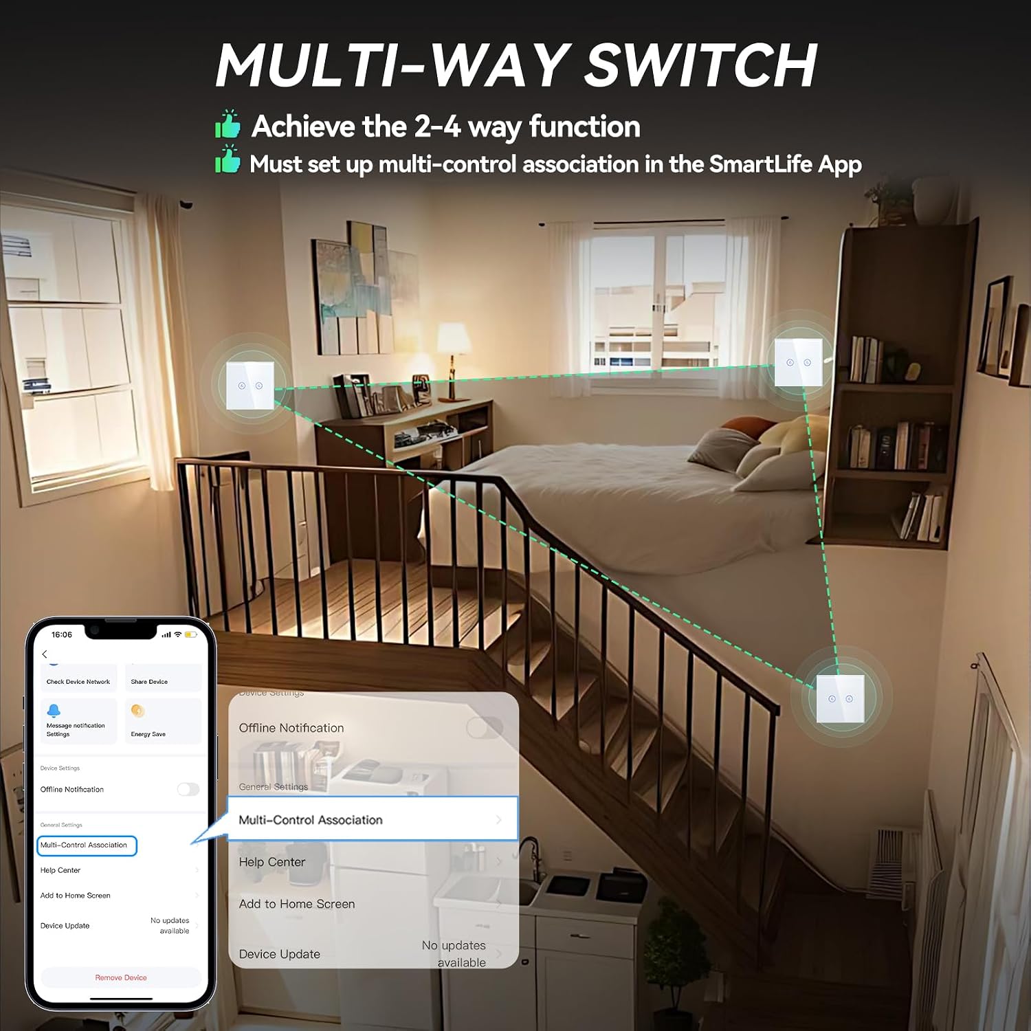 Thumbnail 2 de BSEED Smart Lichtschalter 2-fach WiFi
