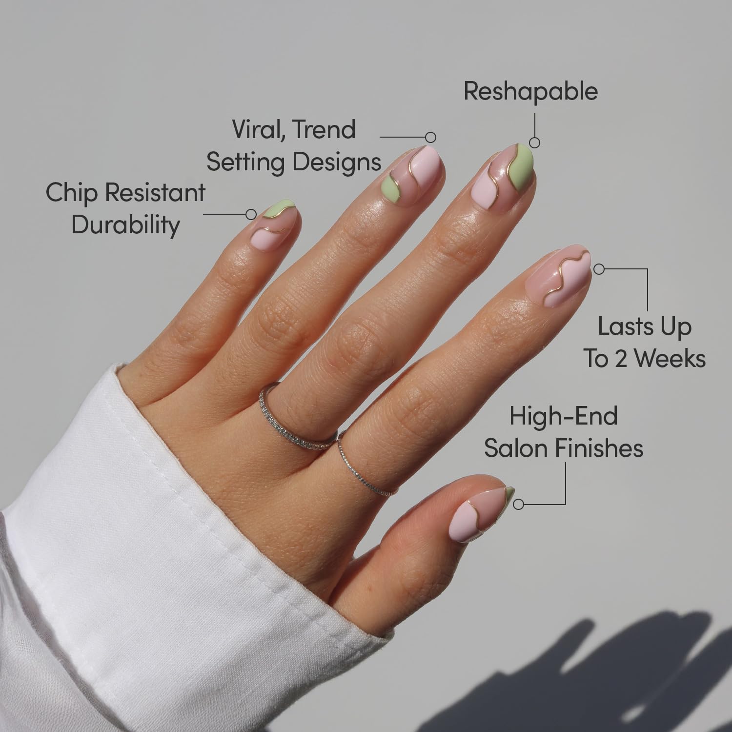 Thumbnail 2 de Glamnetic Press On Nails - Short Oval Strawberry Matcha Kit (30 Nails, 15 Sizes) with Glue and Accessories