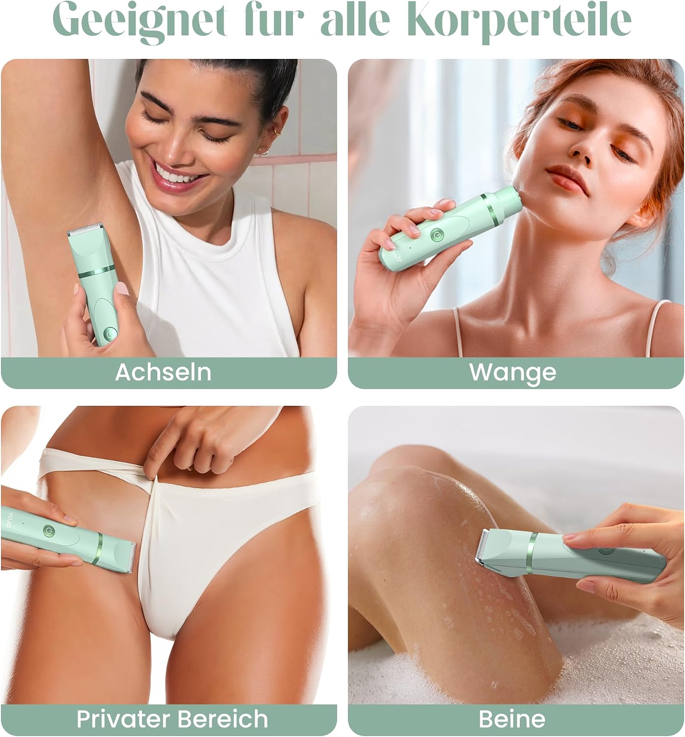 Thumbnail 6 de Intimrasierer für Frauen mit 2 Köpfen, Nass- und Trockengebrauch, wiederaufladbar (USB-Ladestation, IPX7)