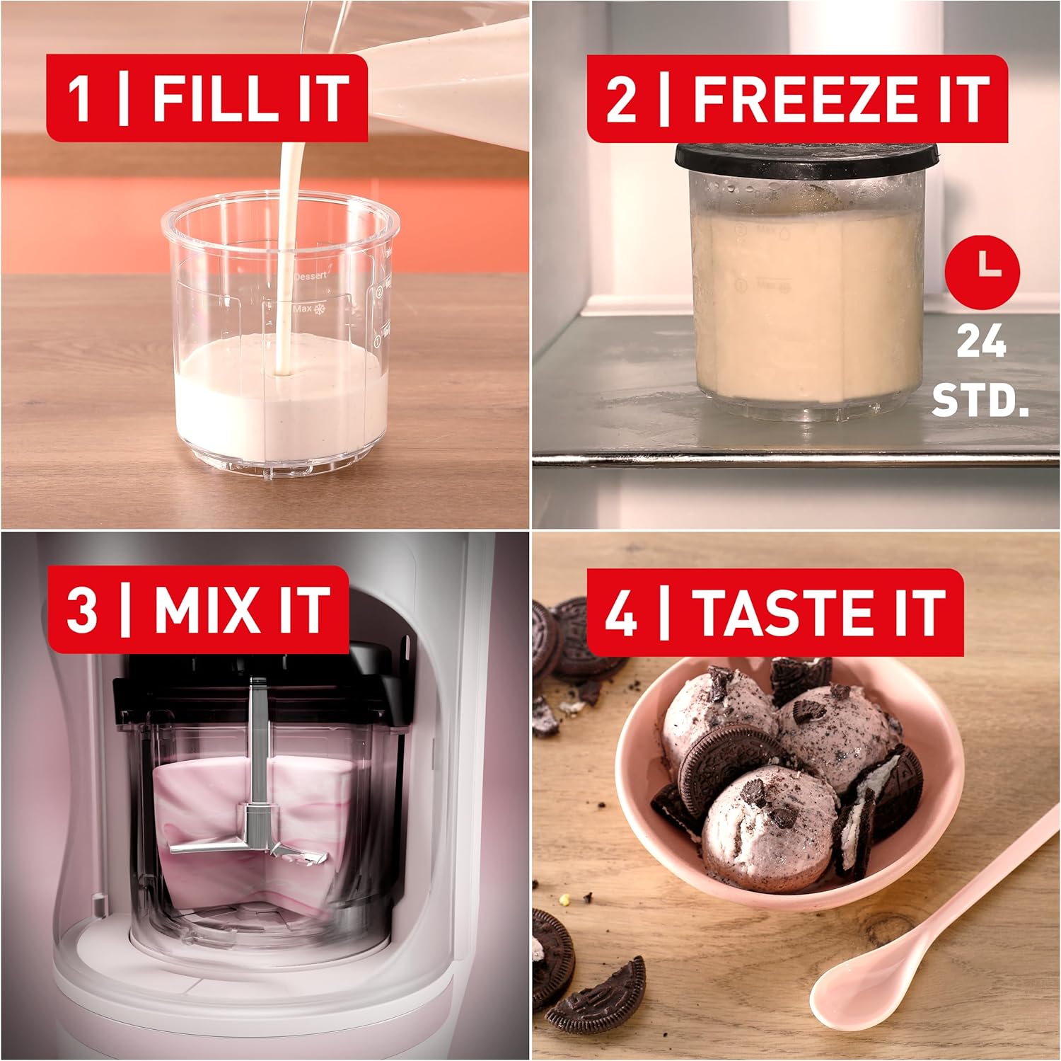 Thumbnail 2 de Tefal Dolci Eismaschine mit 10 Programmen, Mix-In-Funktion & automatischem Reinigungsprogramm (inkl. 3× Tritan-Eisschüsseln)