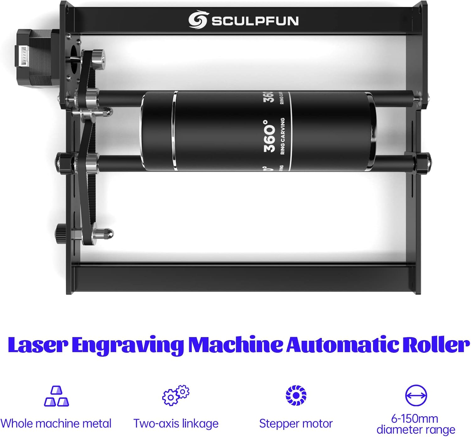 Detalle 2 de SCULPFUN Rouleau Rotatif Laser d’axe Y pour S9, S10 et S30 — gravure cylindrique jusqu’à 360°
