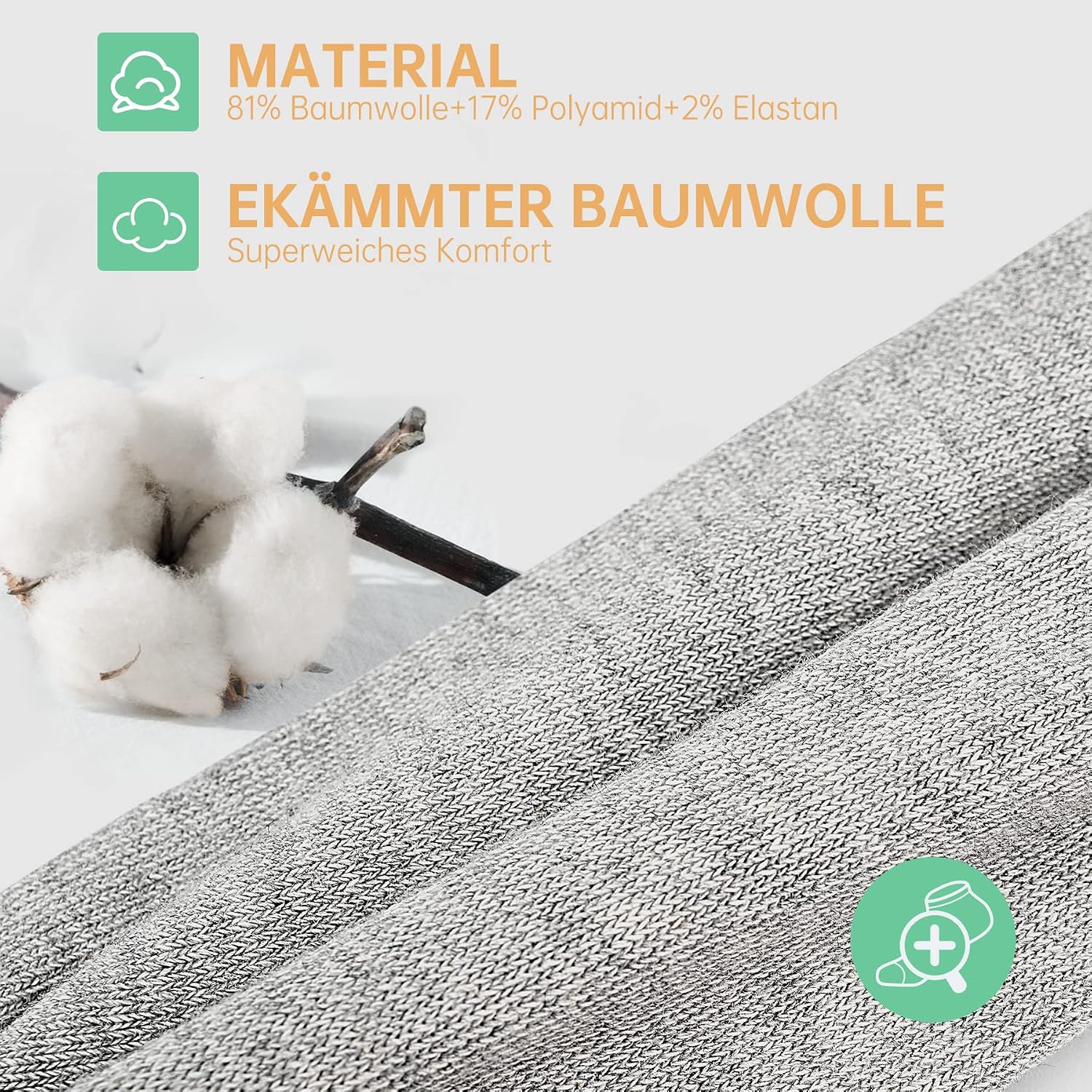 Thumbnail 2 de FALARY Sneaker Socken (Unisex, 12 Paar) aus Bio-Baumwolle – kurz, atmungsaktiv, Schwarz/Weiß/Grau