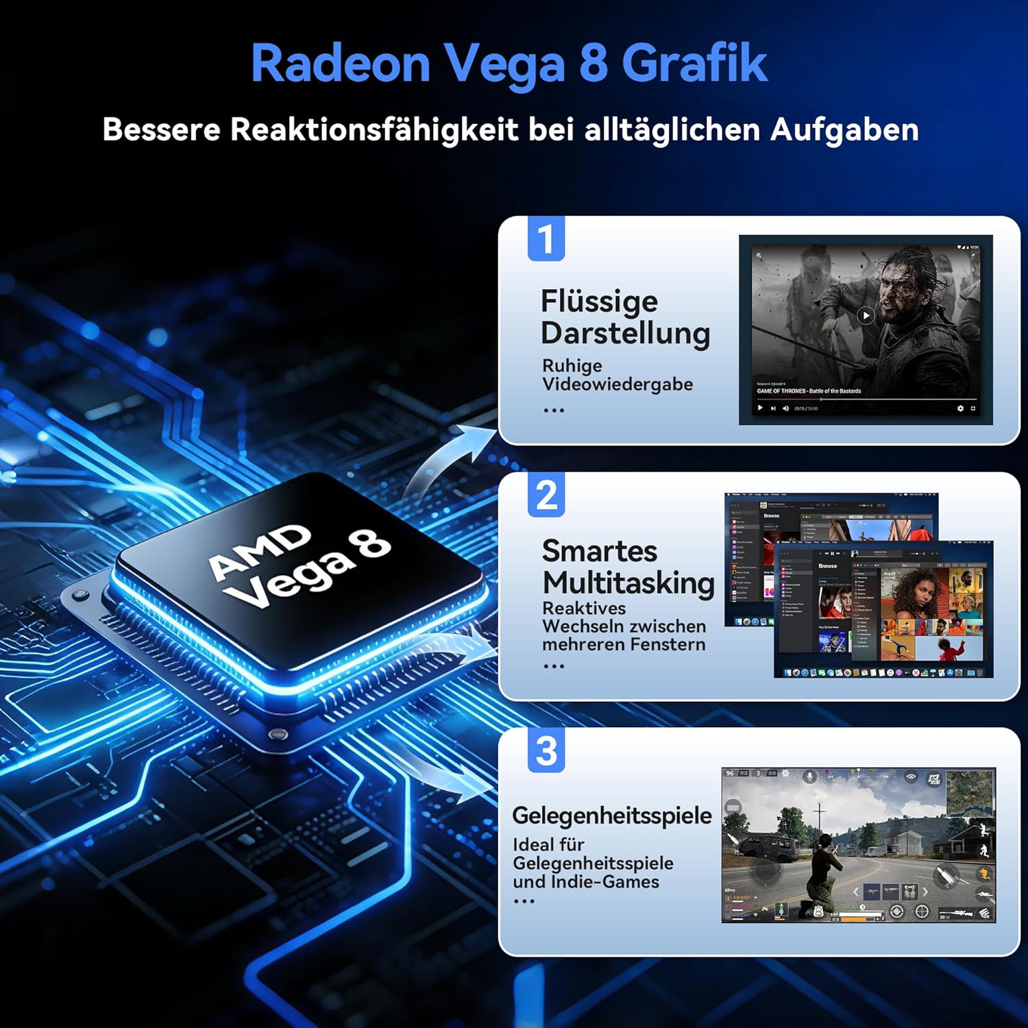 Thumbnail 2 de Blackview Mini PC MP50 (AMD Ryzen 5) mit Tastatur & Maus, Radeon Vega 8, 16GB RAM, 512GB SSD, Windows 11 Pro, 4K