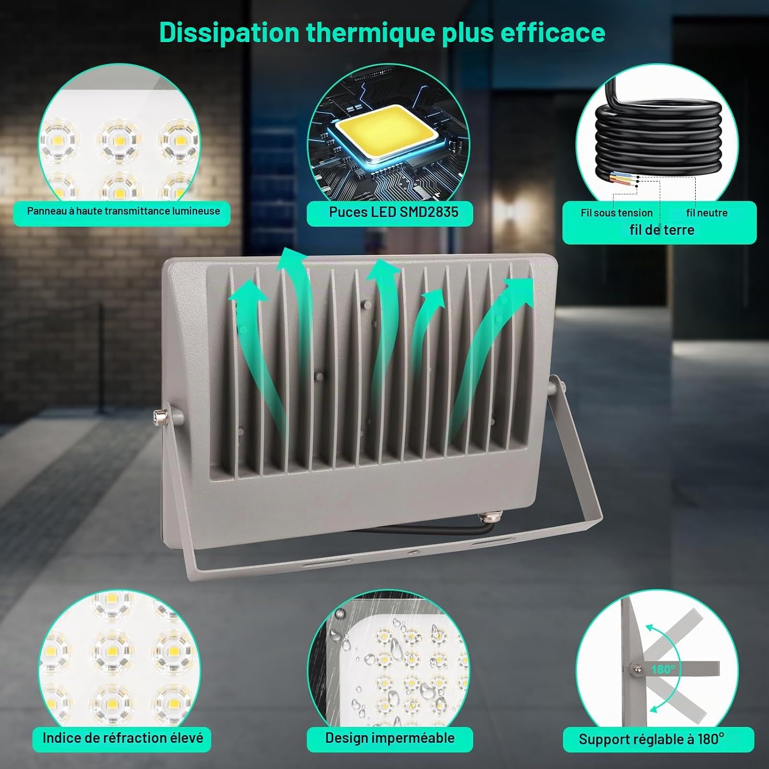 Detalle de JBdusn XZ-LED led-buitenspot 30 W, 3.000 lumen en IP66