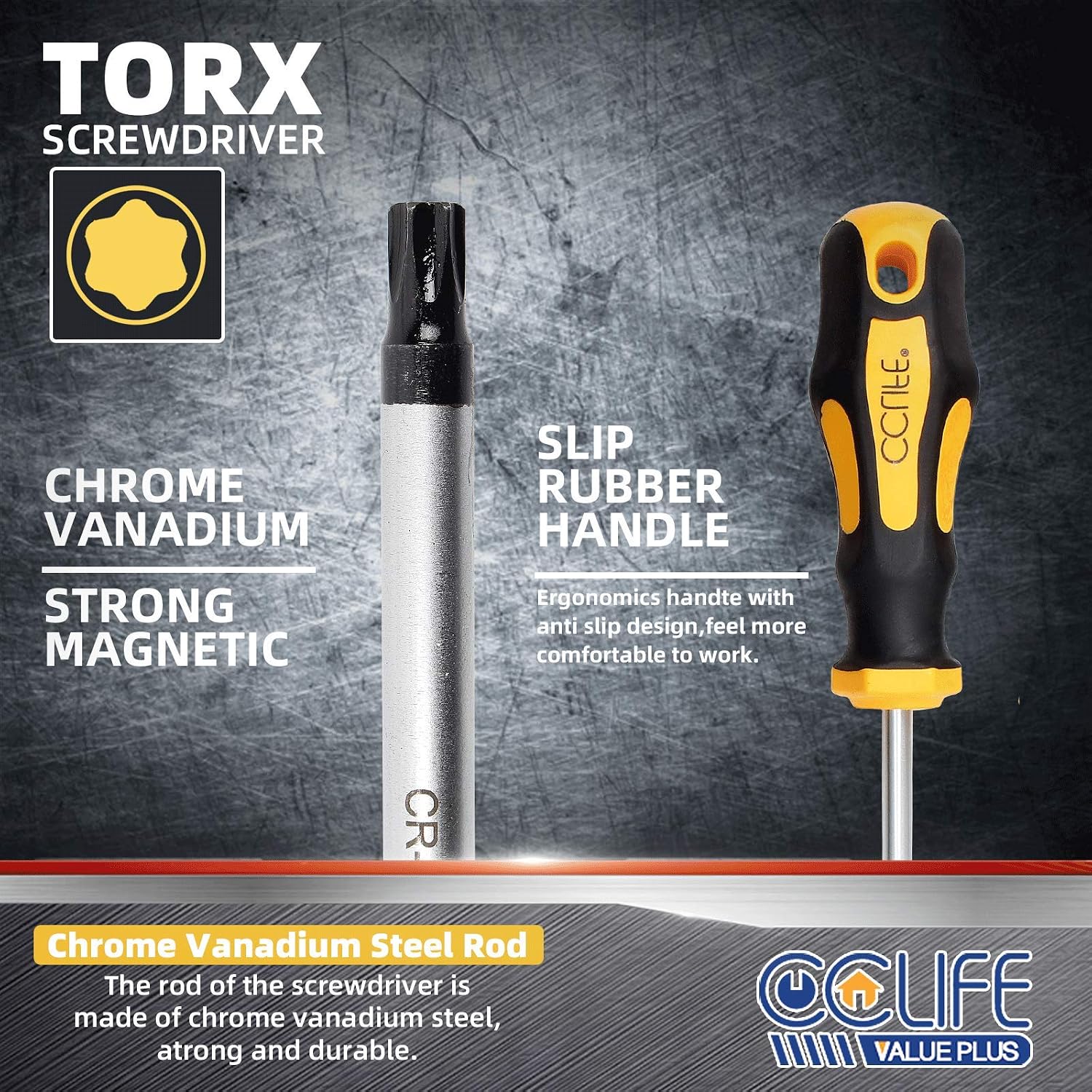Detalle 2 de CCLIFE 5015 Torx-schroevendraaierset, 11-delig, magnetisch T6–T40