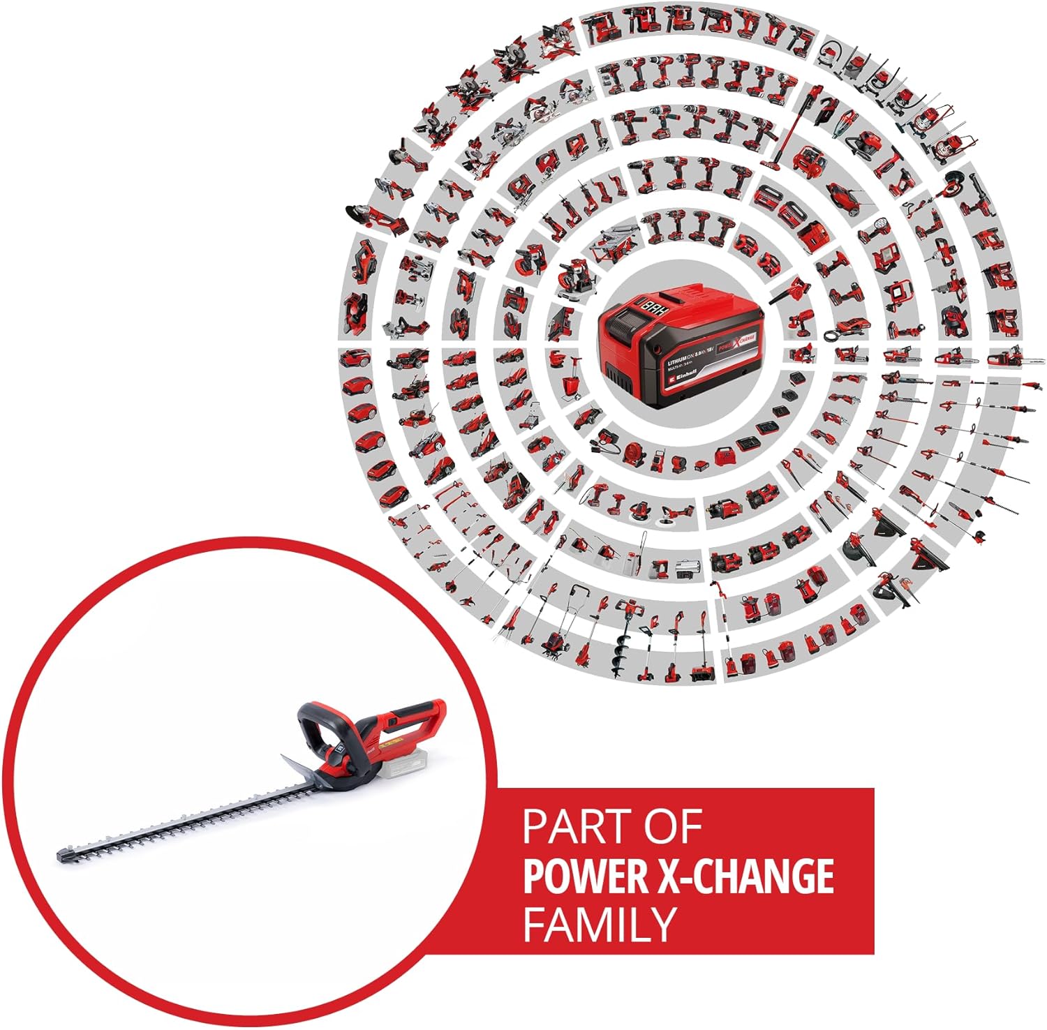 Thumbnail 1 de Einhell 18V Power X-Change Cordless Hedge Trimmer 55cm GE-CH 1855/1 Li-Solo