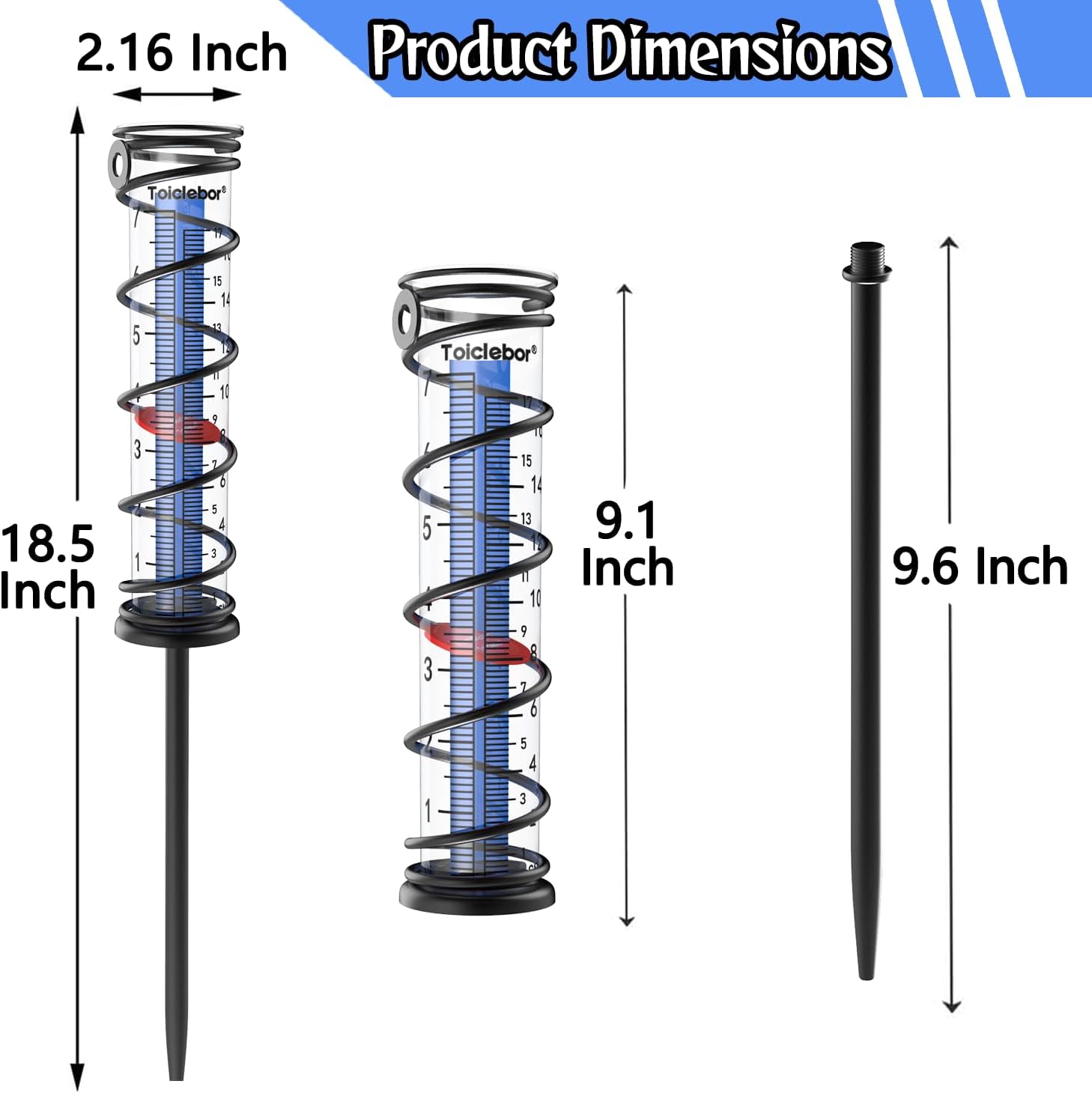 Detalle 2 de Toiclebor Rain Gauge with Dual Scale