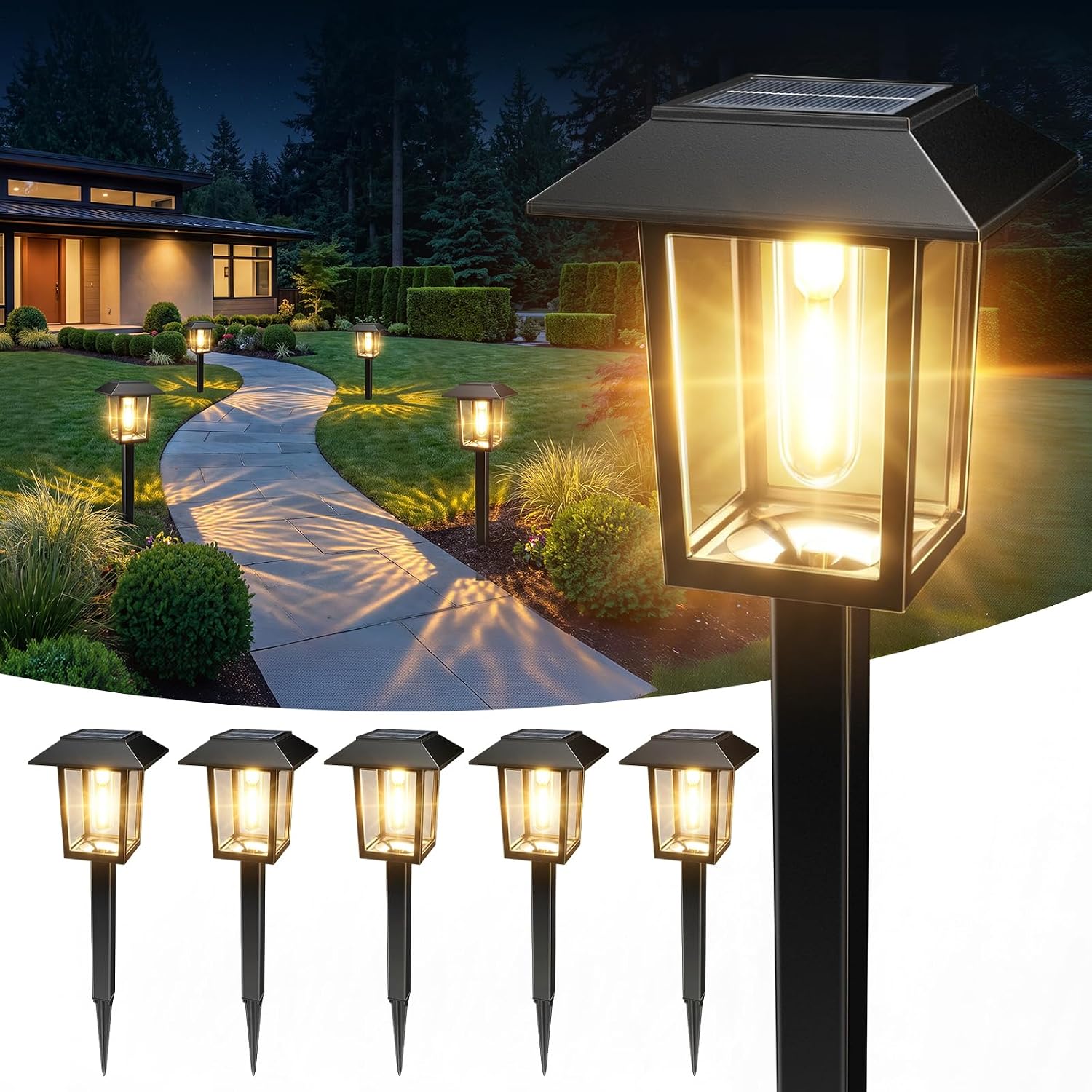 Detalle de DOMOR SL800-6 zonnelampen voor buiten, set van 6, warm wit en IP65