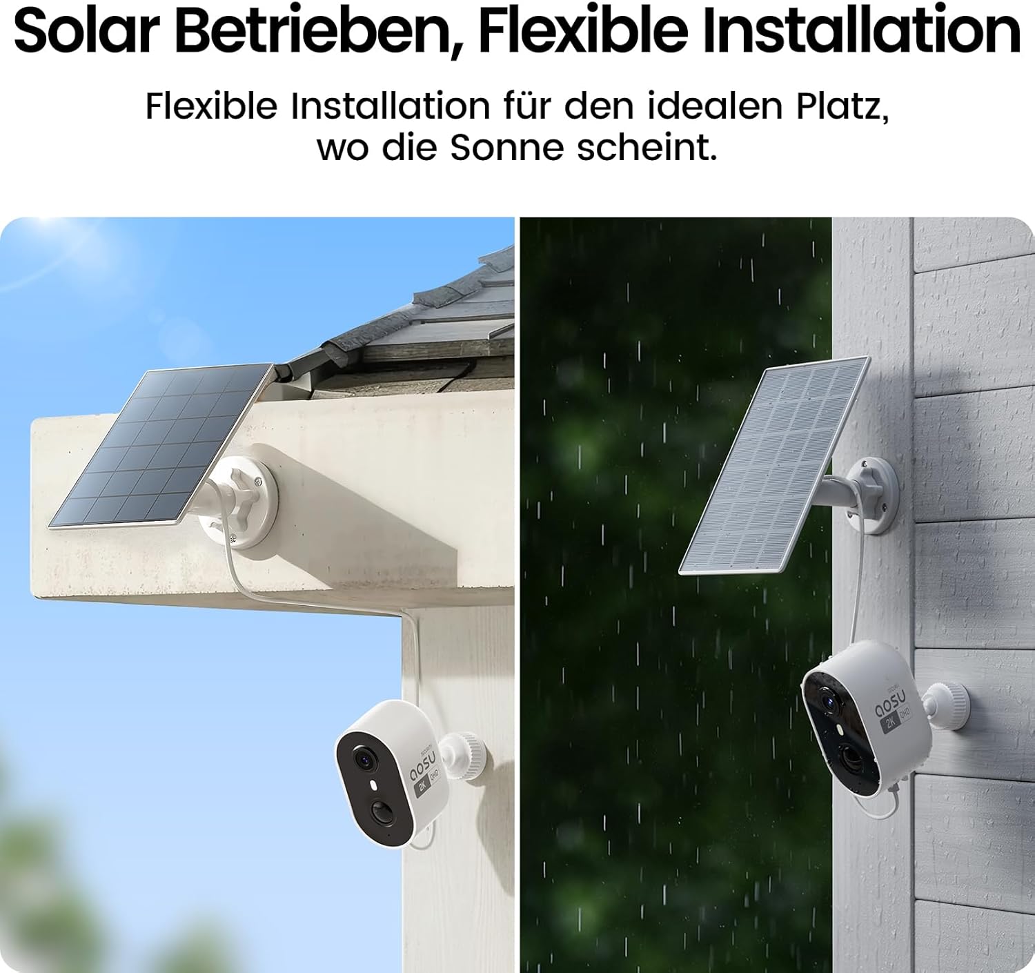 Thumbnail 6 de AOSU 2K Außen-Überwachungskamera 4er-Kit mit Aosubase 2.0 – Solar, 32 GB Speicher, 2‑Wege Audio