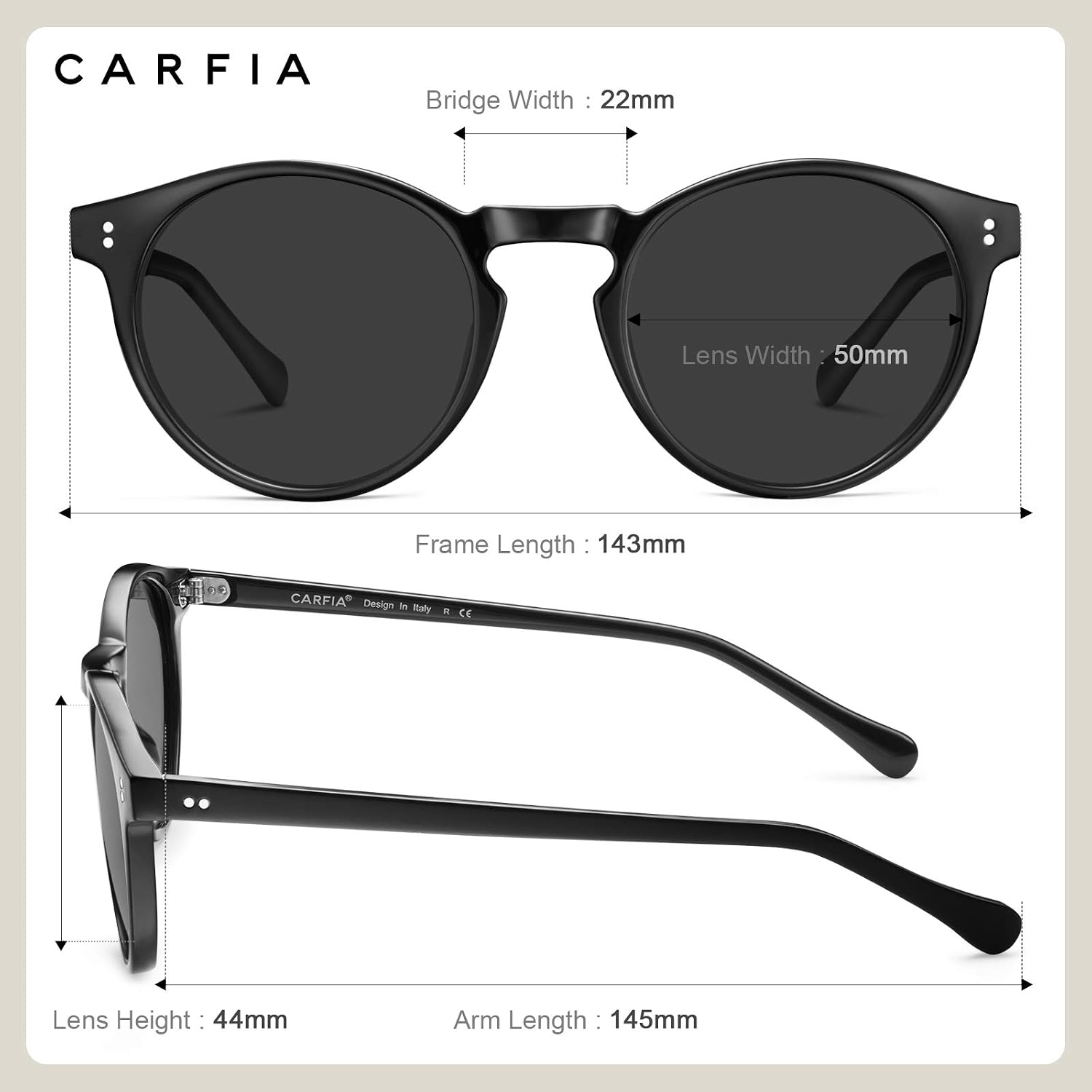 Detalle 1 de CARFIA męskie okulary przeciwsłoneczne polaryzacyjne UV400 w stylu vintage