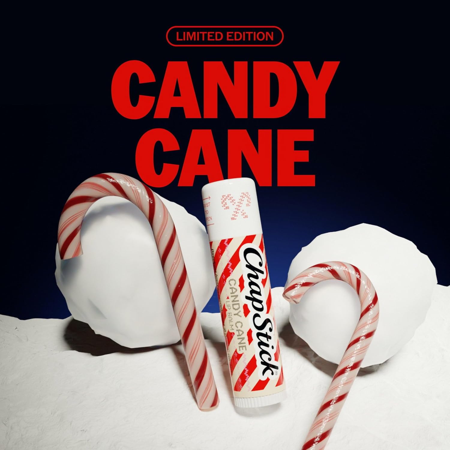 Detalle de ChapStick Candy Cane Lip Balm, 4-Pack, 0.15 oz Peppermint Holiday Set