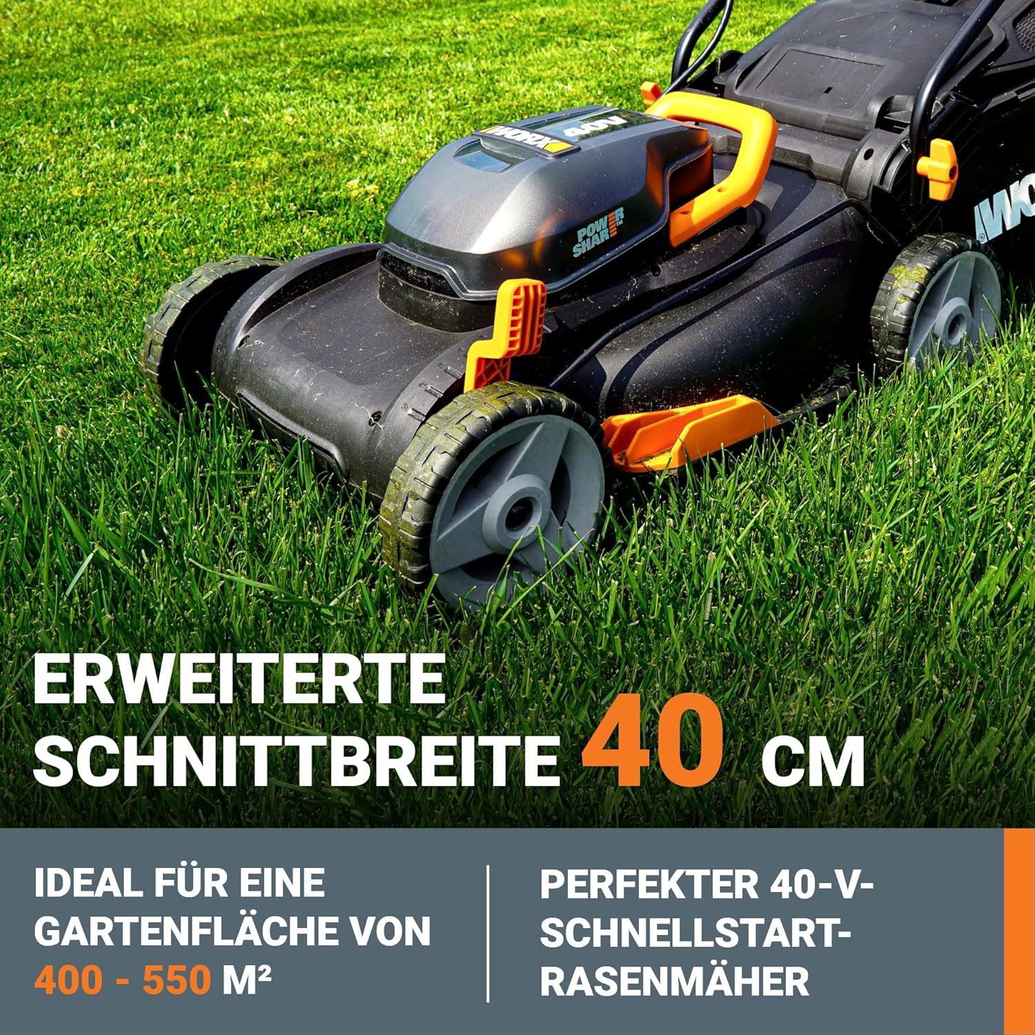 Thumbnail 1 de WORX WG743E Akku-Rasenmäher 40V mit Mulchfunktion und PowerShare-Akkus für bis zu 500 m²