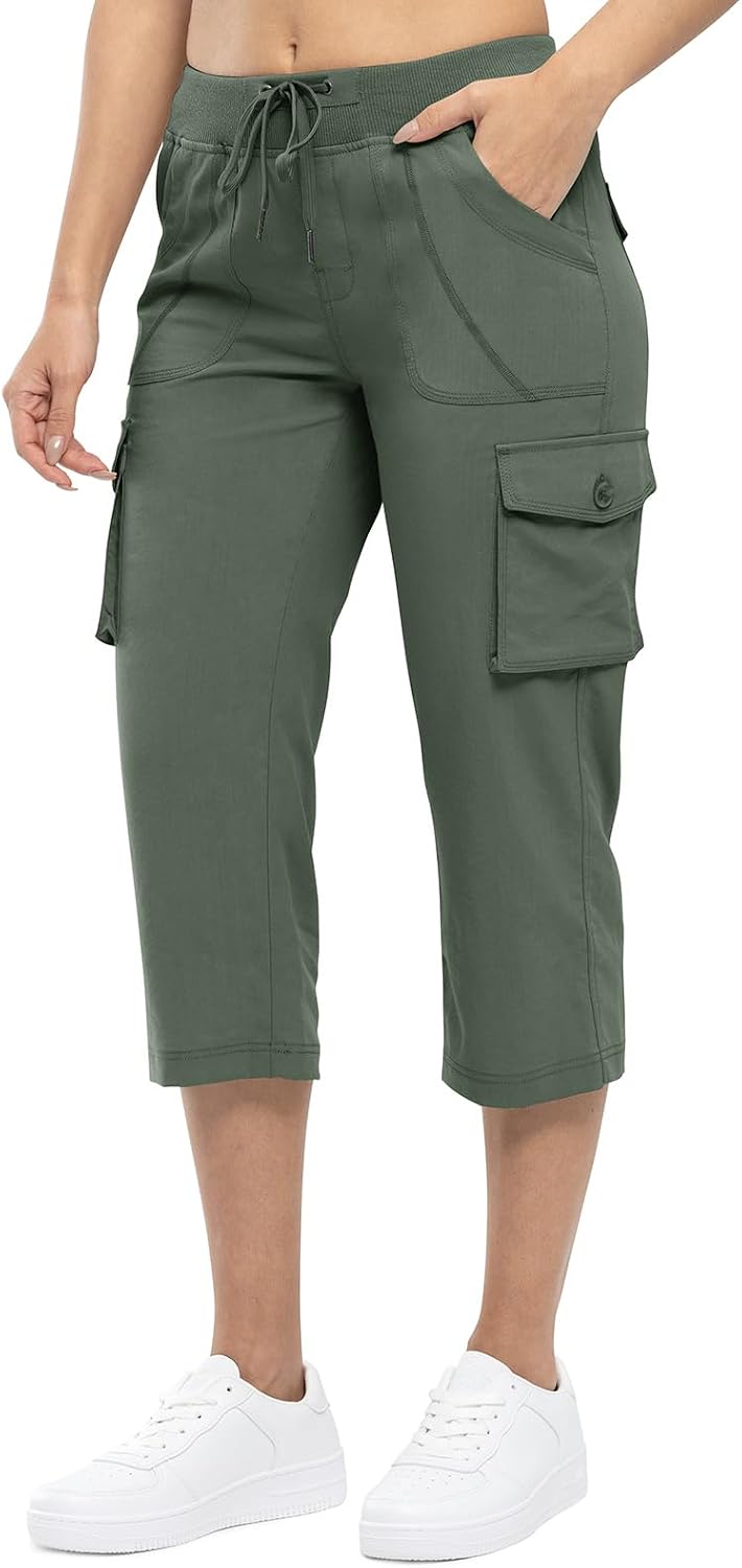 Detalle de TBMPOY Women's Cargo Capris: Lightweight Hiking Pants with 6 Pockets