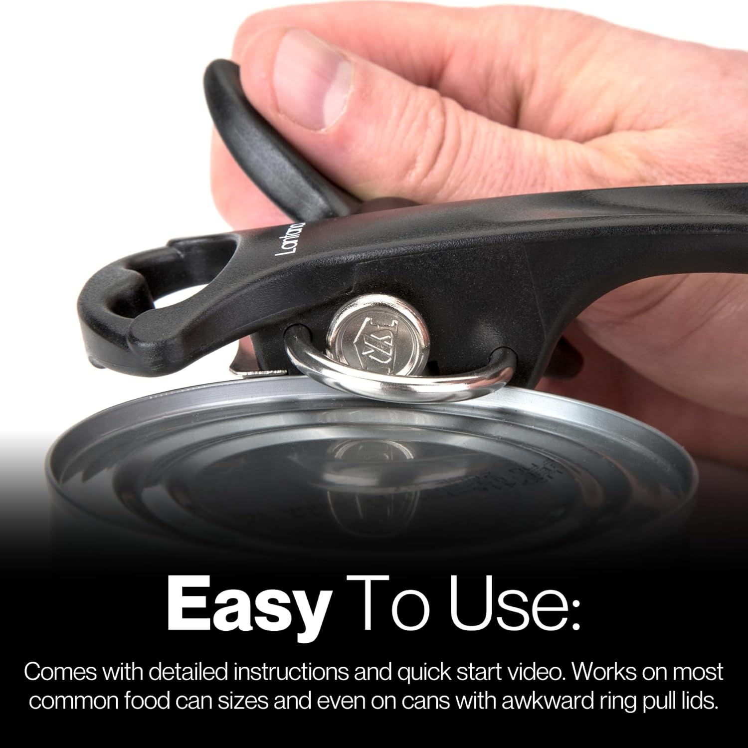 Thumbnail 5 de Lantana can opener with smooth edge & bottle cap lifter (manual safety tin opener) - Black/Stainless Steel