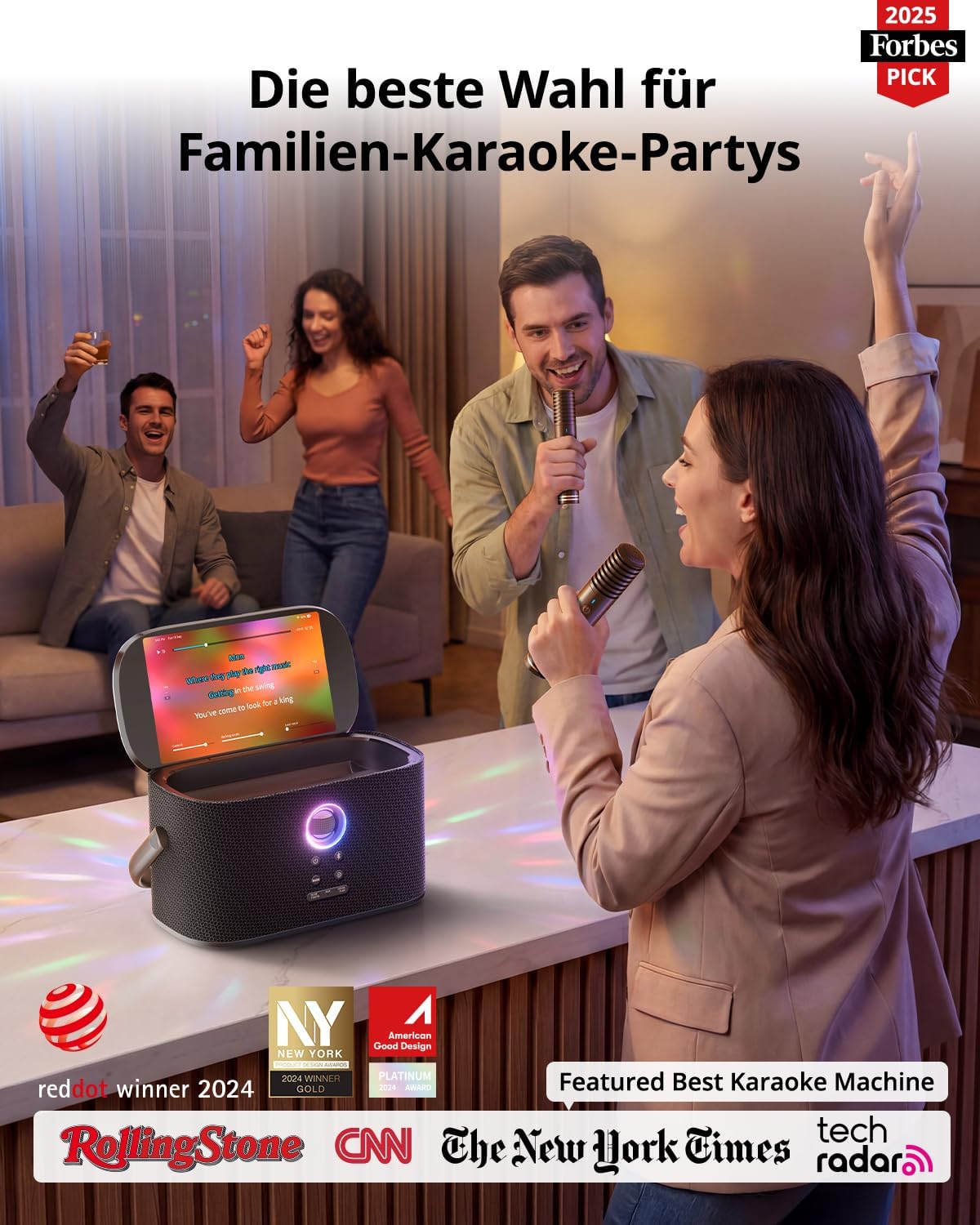 Detalle de Ikarao Shell S2 Karaoke-Maschine: Komplettsystem mit Textanzeige, 140 W, Bluetooth, HDMI inkl. KaraFun
