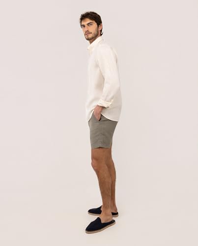 Detalle de El Ganso Camisa Lino Garment Dyed Button Down Beige