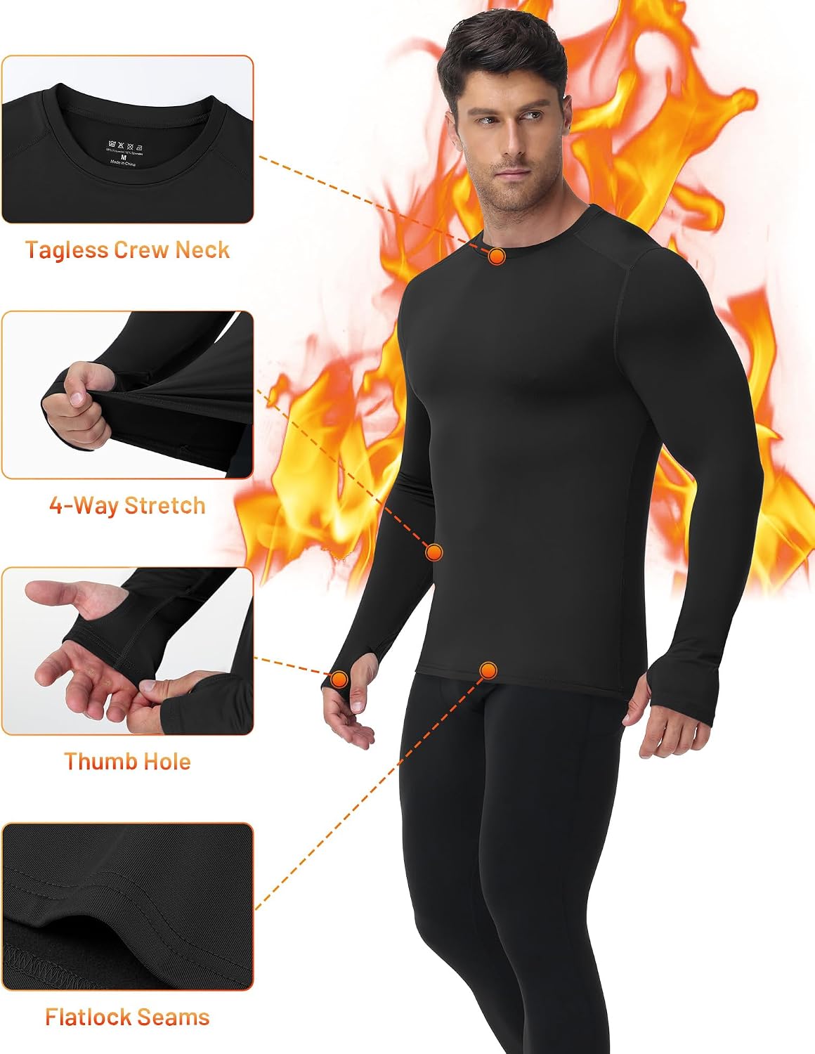 Thumbnail 2 de Moozava Men's Thermal Compression Shirt, 88% Polyester