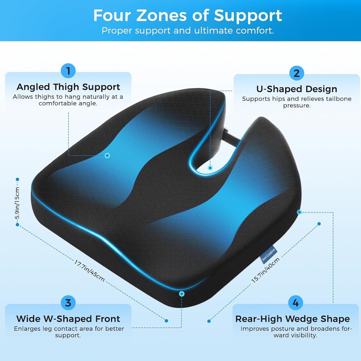 Thumbnail 1 de Niceeday Car Seat Cushion: U‑Shaped Memory Foam Seat Pad for Long Drives