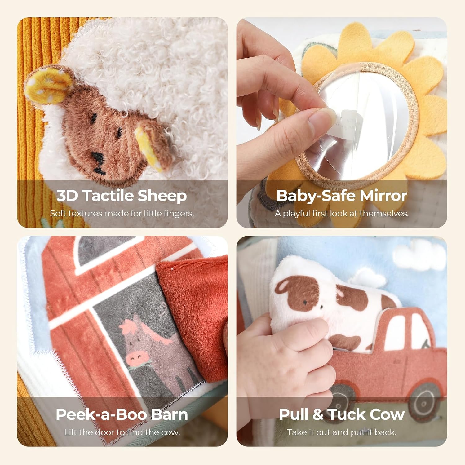 Detalle 2 de let's make sensorische speelgoeddoos voor baby's met 12 sjaaltjes en spiegel