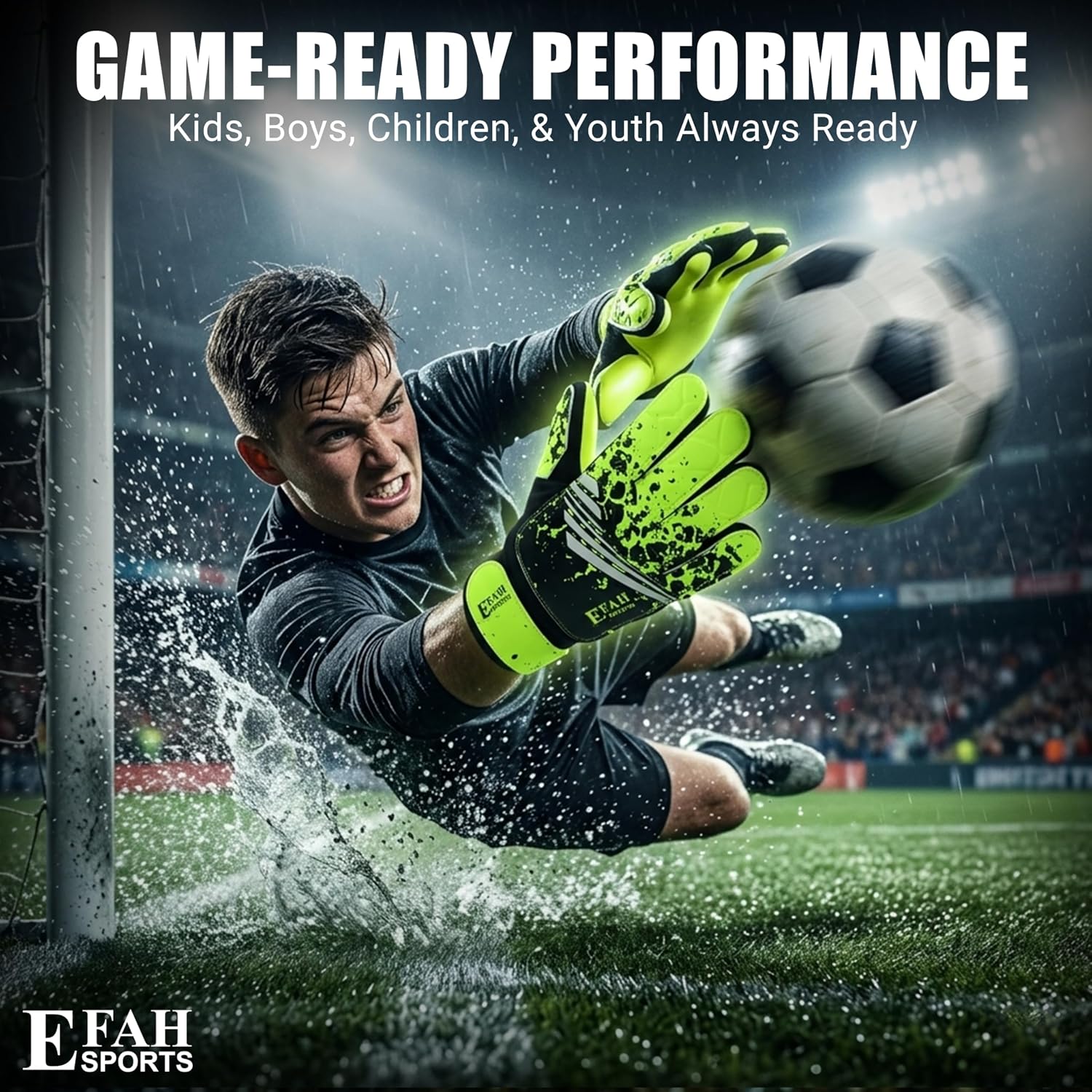Thumbnail 5 de EFAH SPORTS Size 5 Youth Soccer Goalkeeper Gloves, Fluorescent Yellow