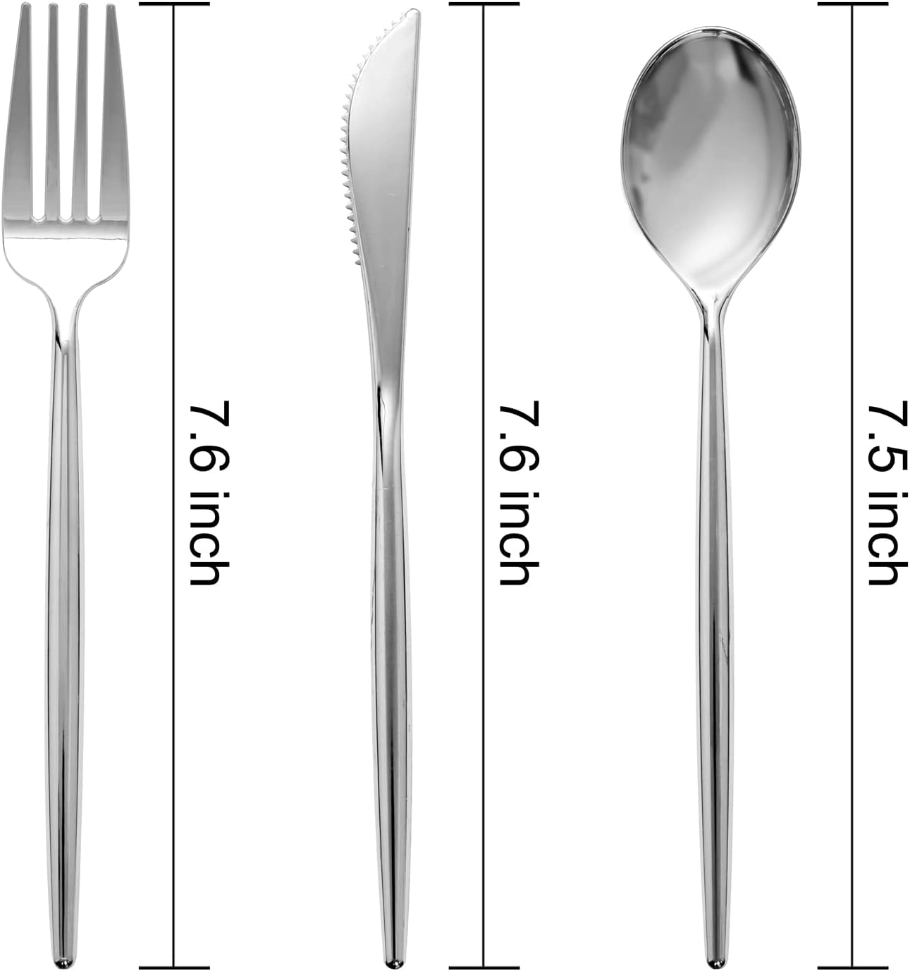 Detalle 2 de SUT 78 Silver Plastic Cutlery Set, 150 Pieces for Parties and Weddings