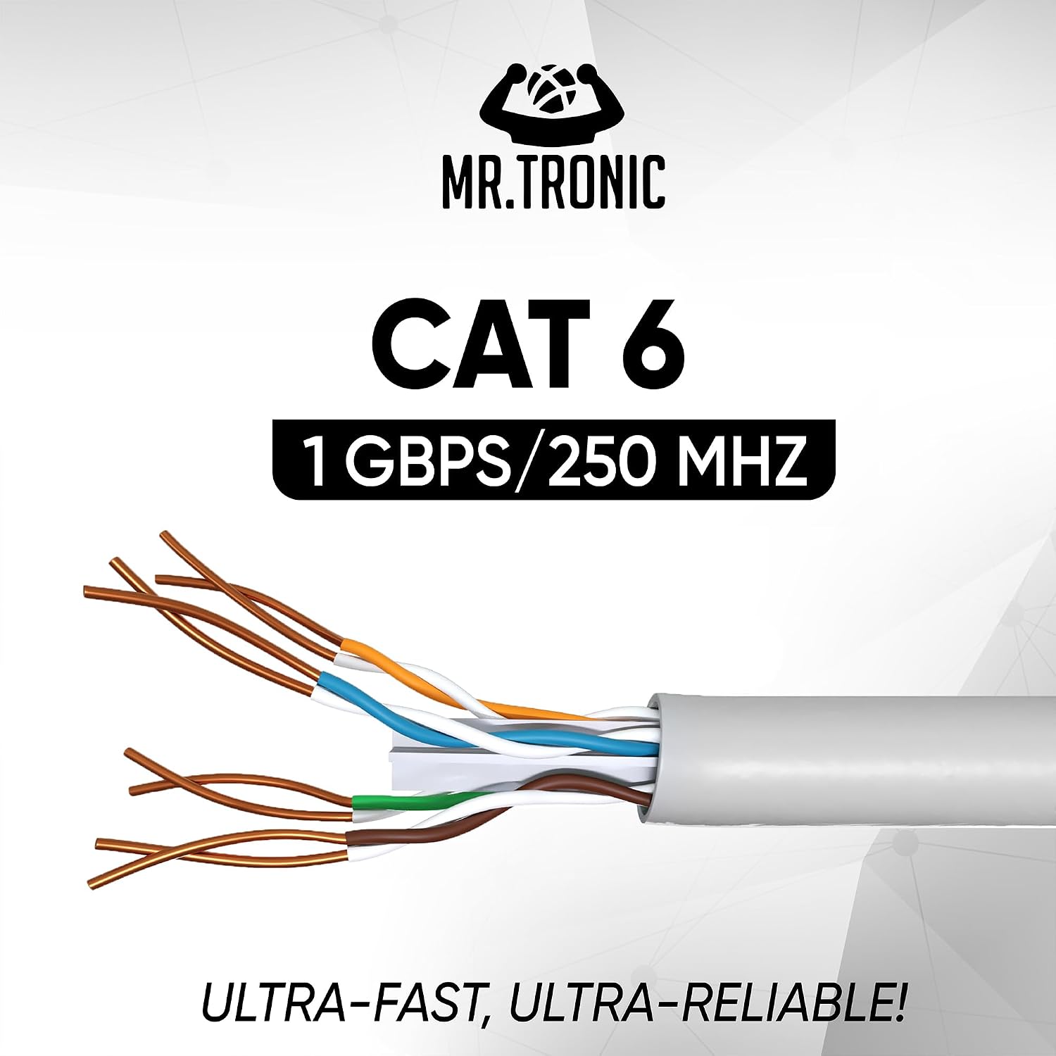 Thumbnail 2 de Mr. Tronic Cat6 25 m Ethernet Netzwerkkabel UTP – 1 Gbit/s, 250 MHz, CCA Bulk Kabel